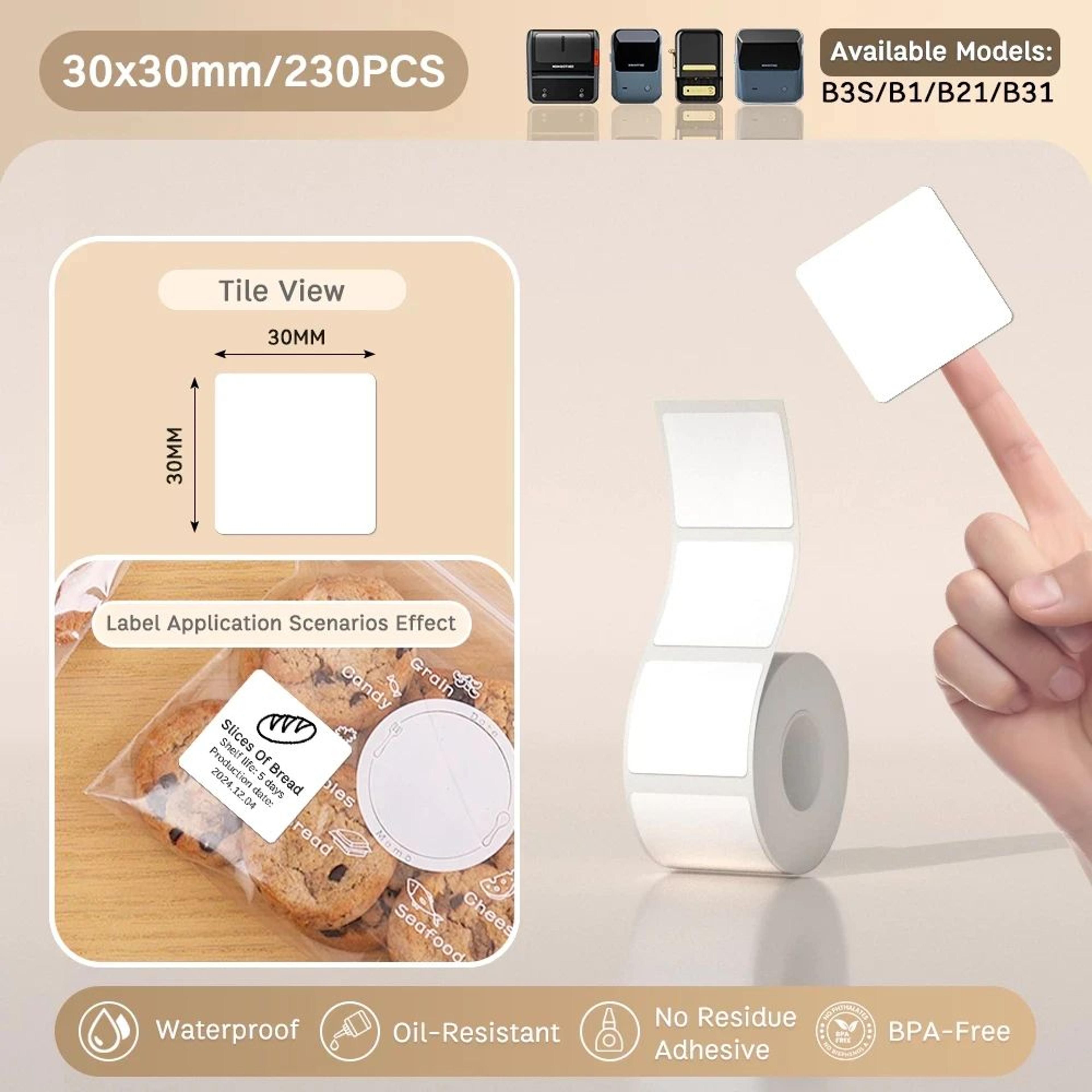 White Thermal Label Sticker Paper 2050mm SelfAdhesive Printable Labels For B1 B21 B3S Printers 17