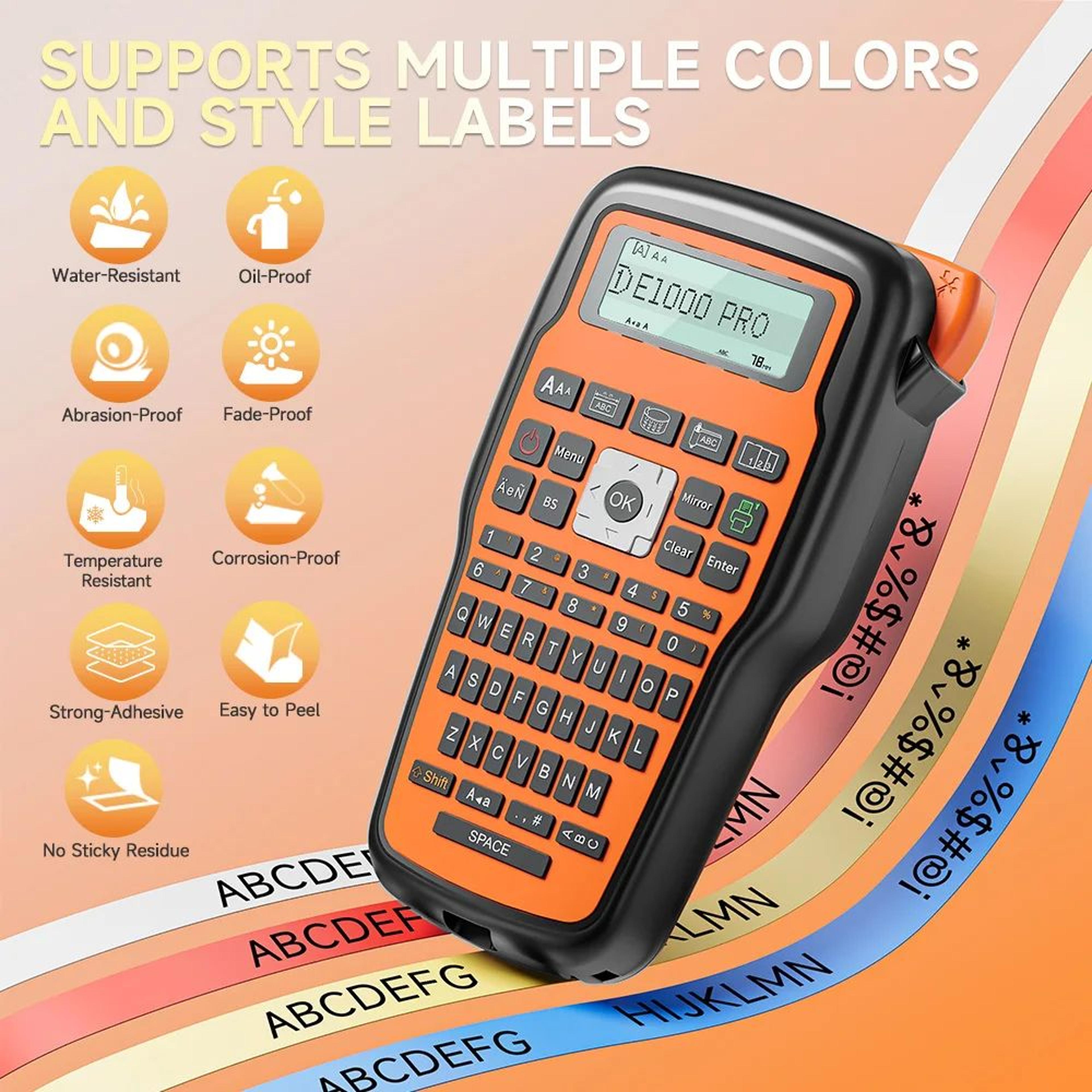 E1000 Portable QWERTY Label Maker With Heat Shrink Tube And TZe Tape Support 2