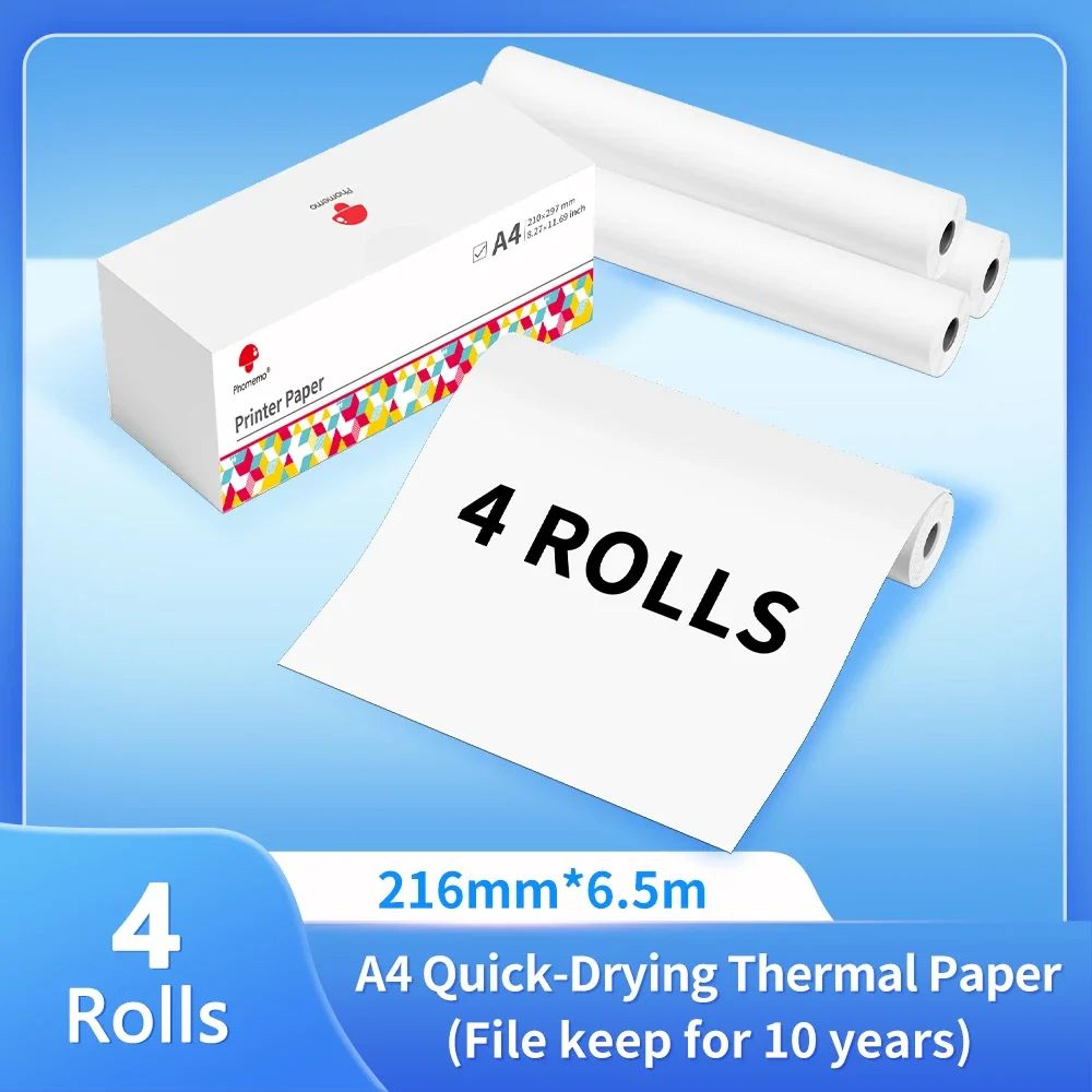 A4 Thermal Printer Paper Rolls QuickDry Continuous Letter Paper Refill  2 Rolls 12