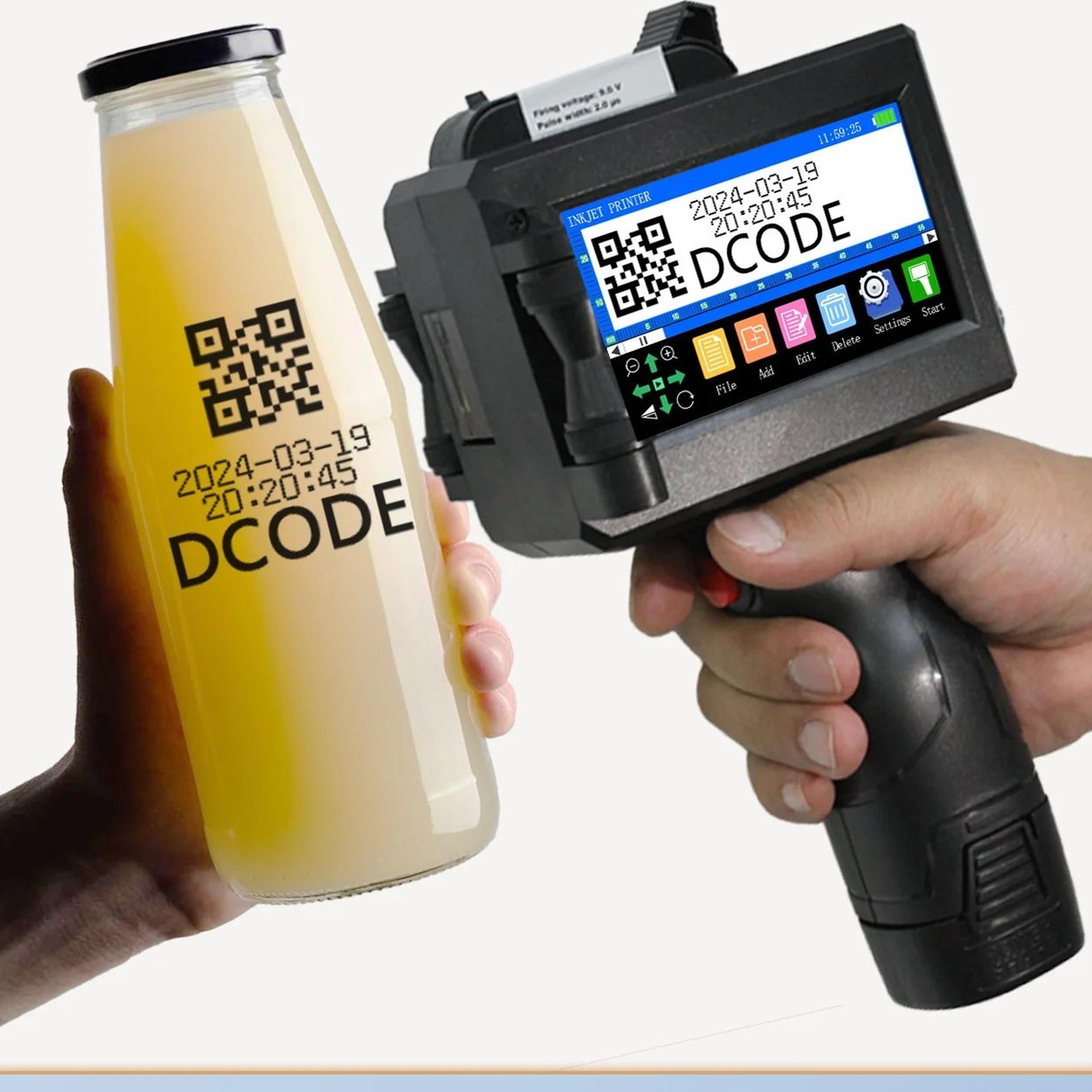1750plus-1 25.4mm portable handheld inkjet printer for qr codes, barcodes and batch date printing