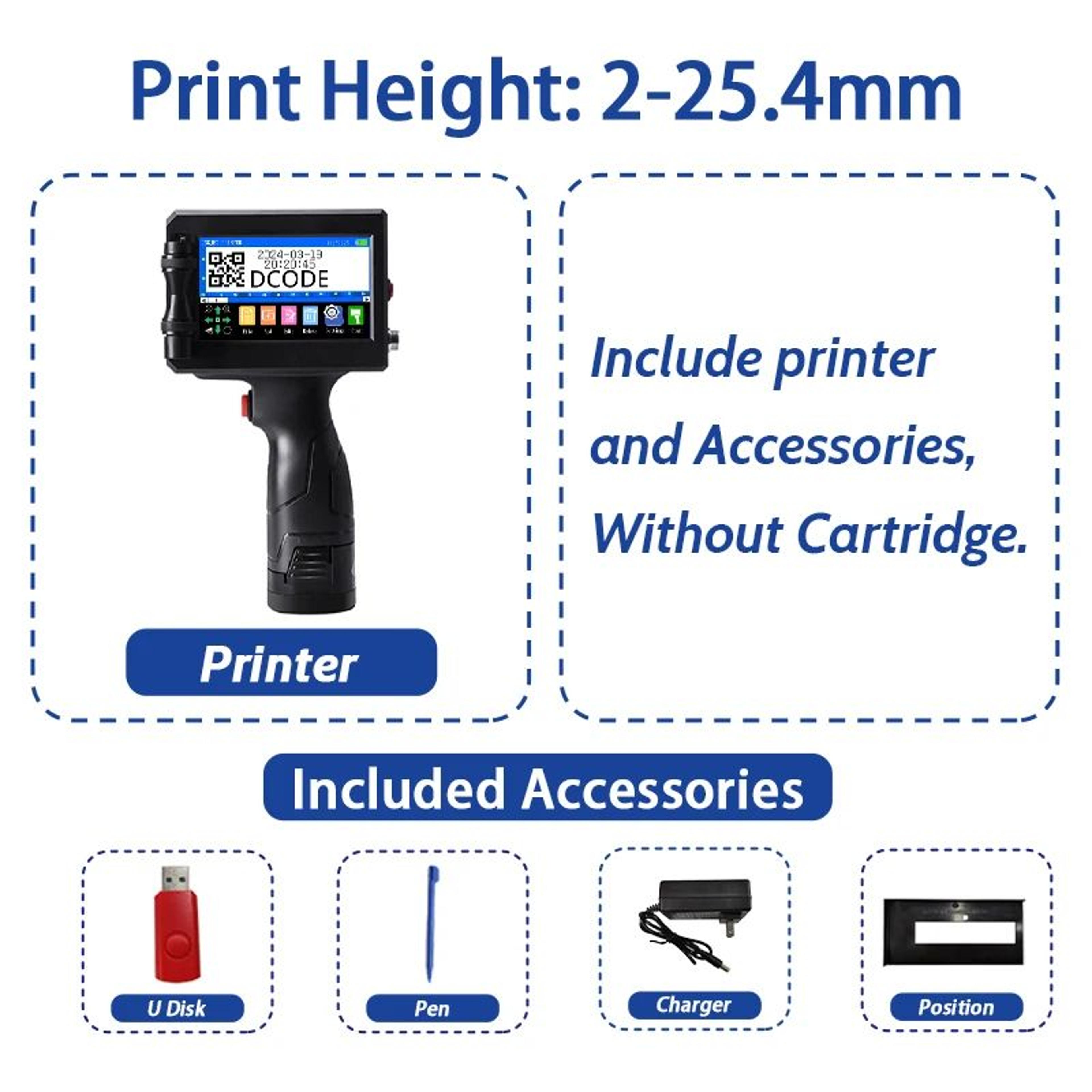 1750PLUS1 254mm Portable Handheld Inkjet Printer For QR Codes Barcodes And Batch Date Printing 6