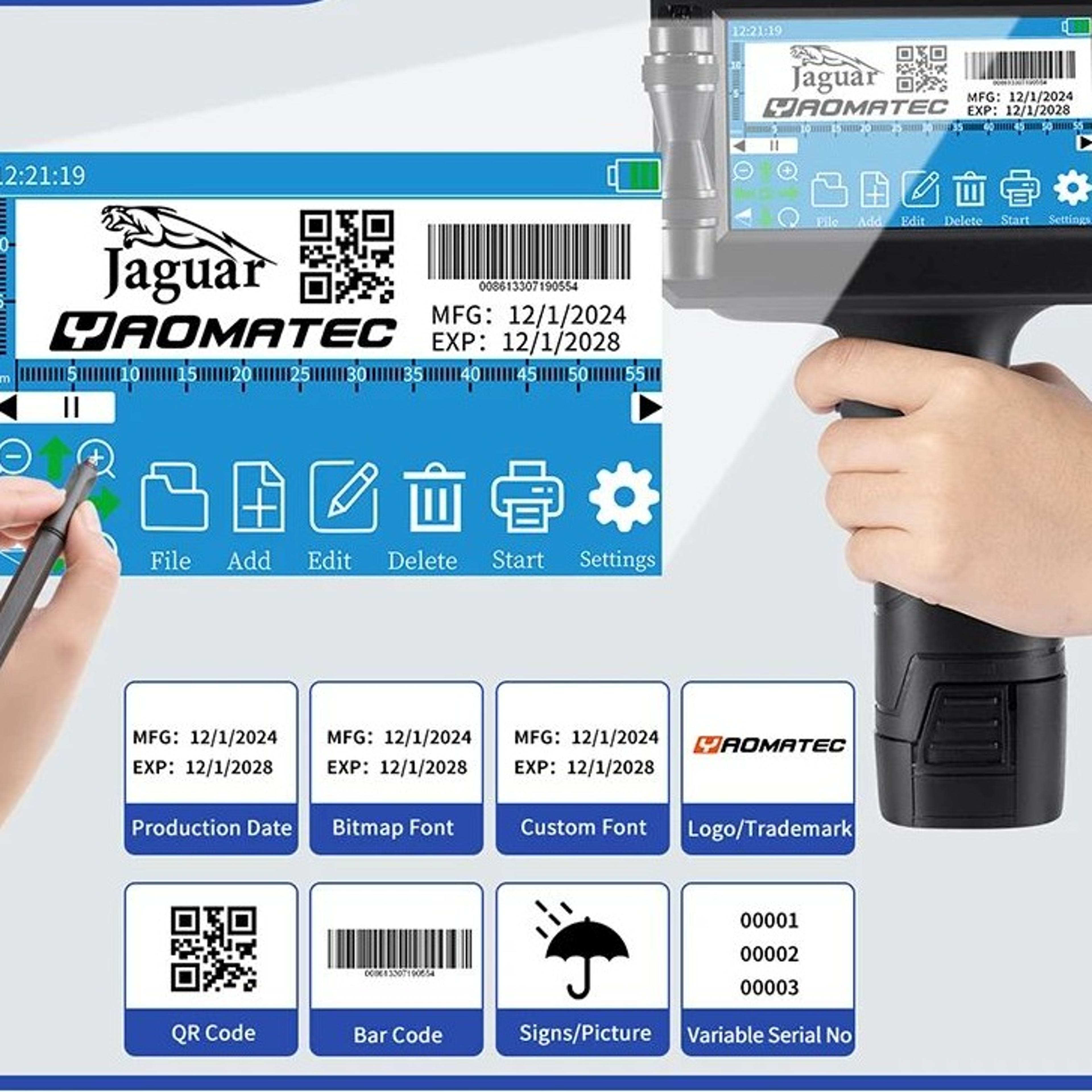 s7 y7 portable handheld inkjet printer 12.7mm qr code date and batch coding machine