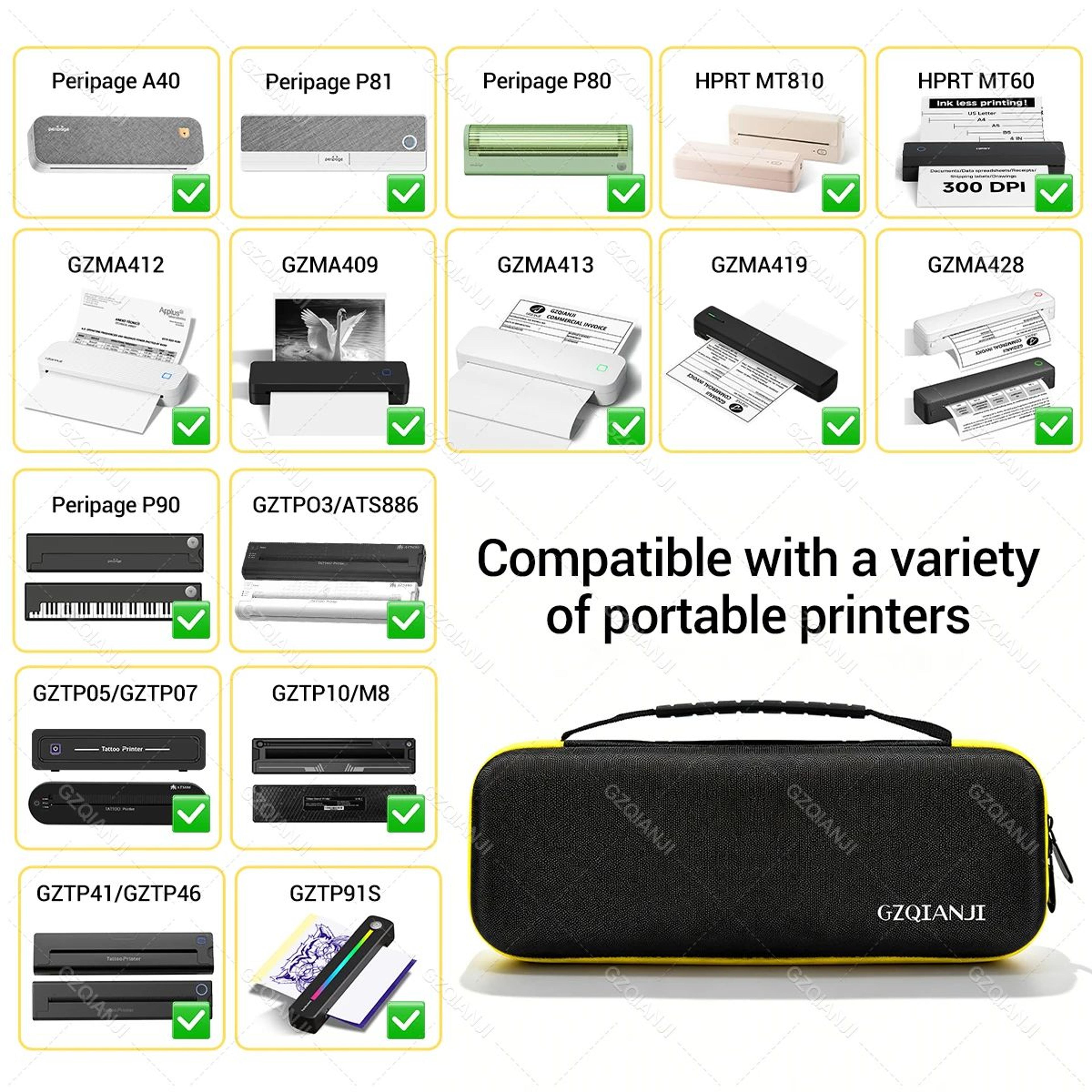 A4 Portable Thermal Printer Protective Carrying Case With Zipper And Paper Roll Storage 1