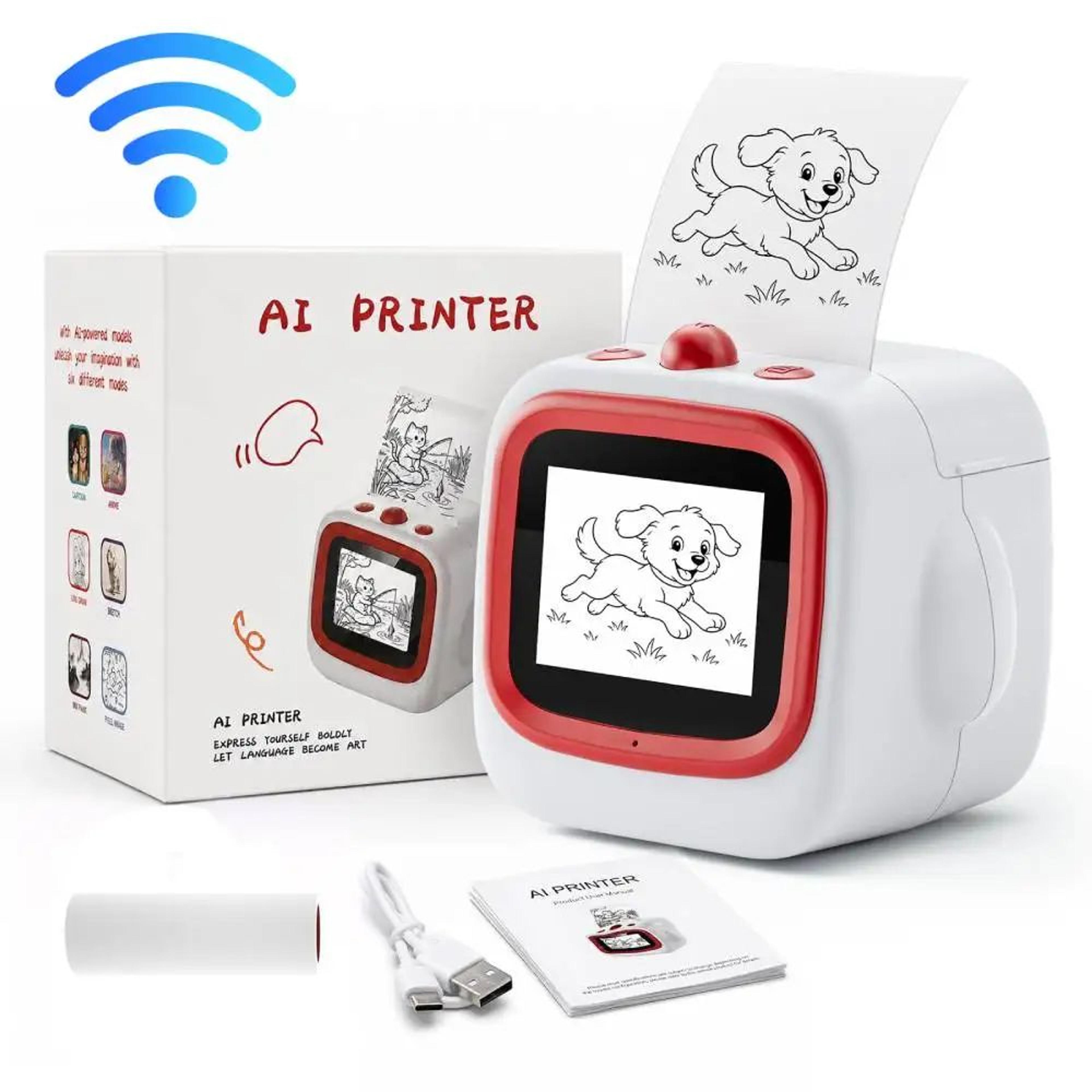 ai voice activated mini sticker printer with 2.4 inch ips screen and wifi for kids