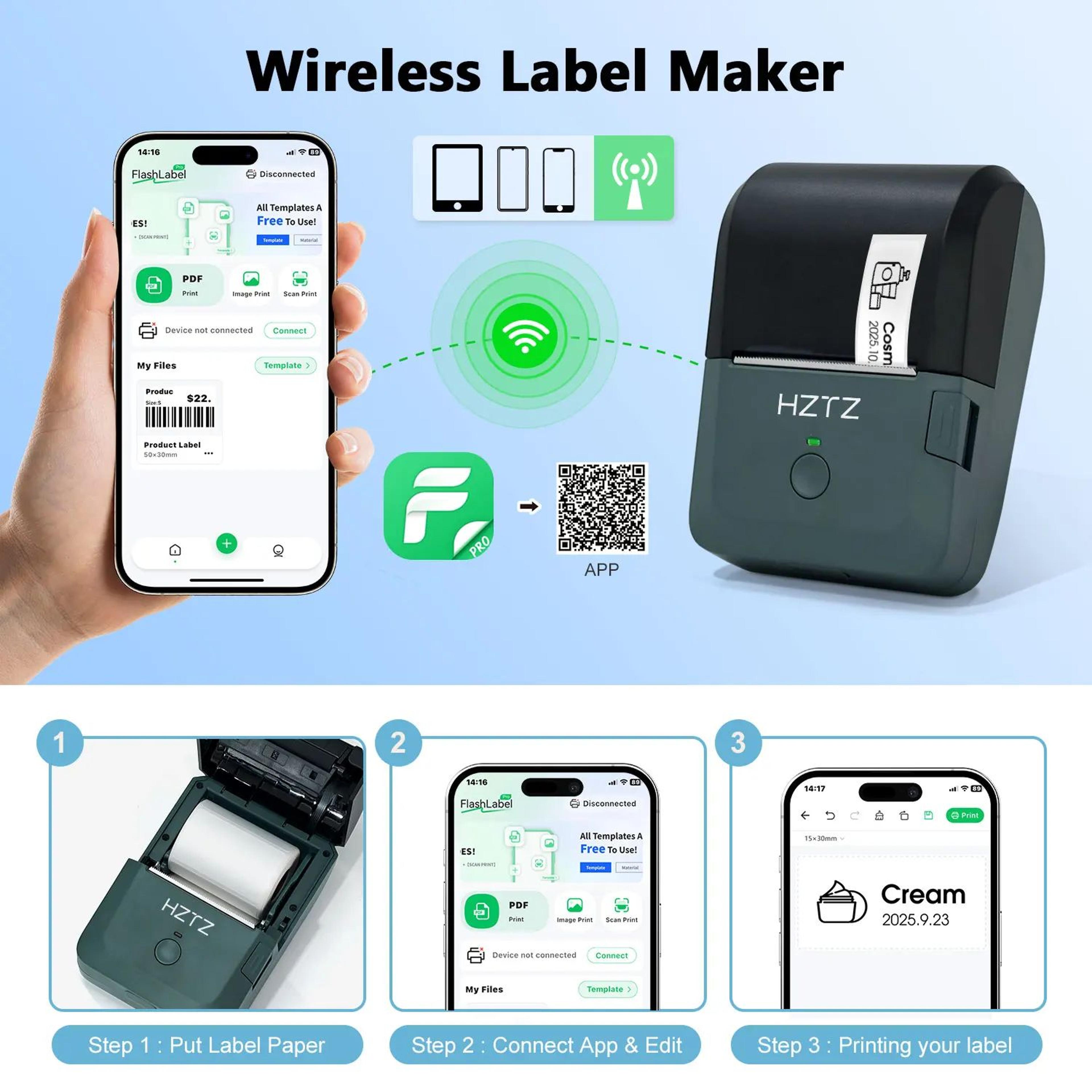 Portable Inkless Bluetooth Label Printer With Color Paper Support For Retail And Home Organization 5