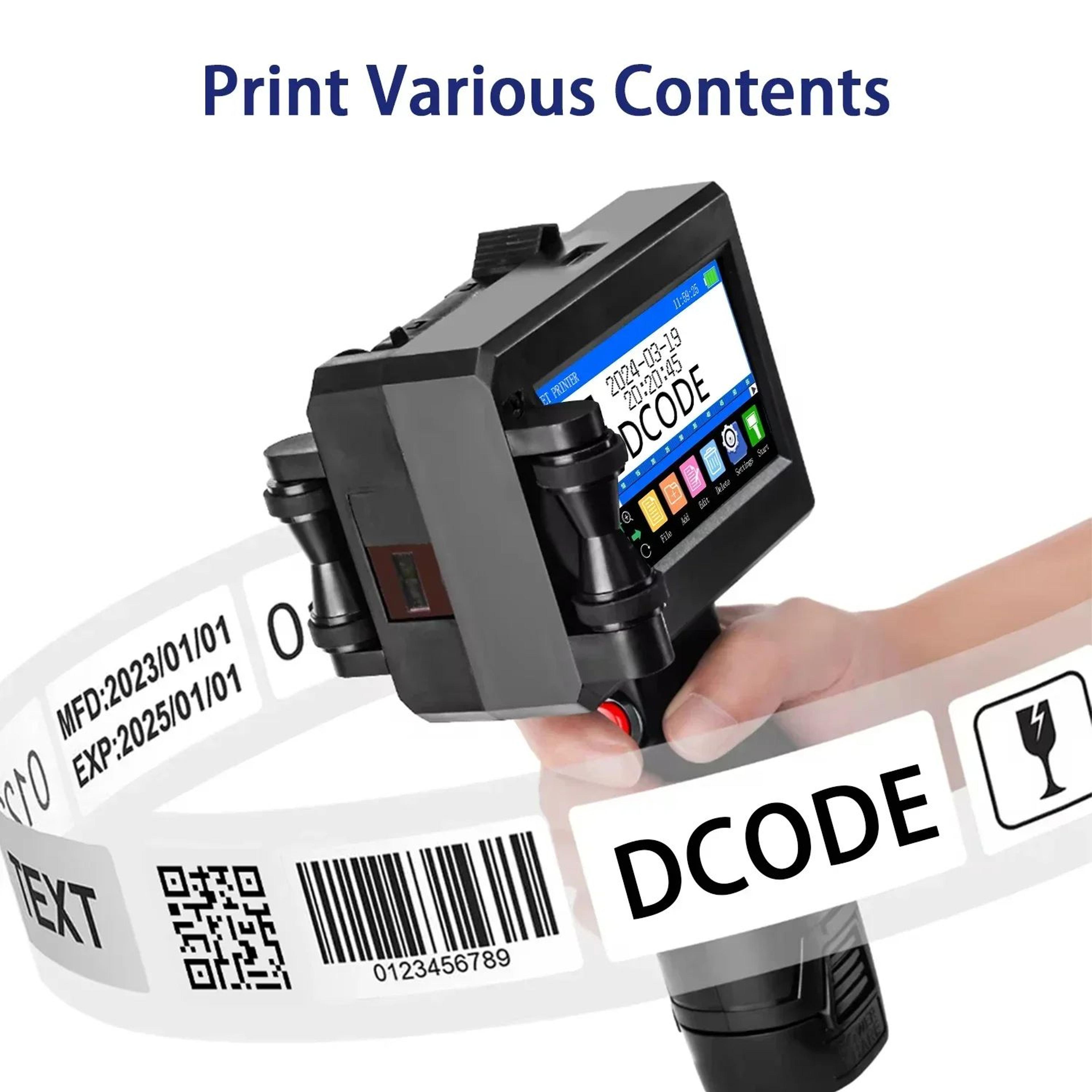 1750 plus portable handheld inkjet printer 12.7/25.4mm date coding and barcode printing machine
