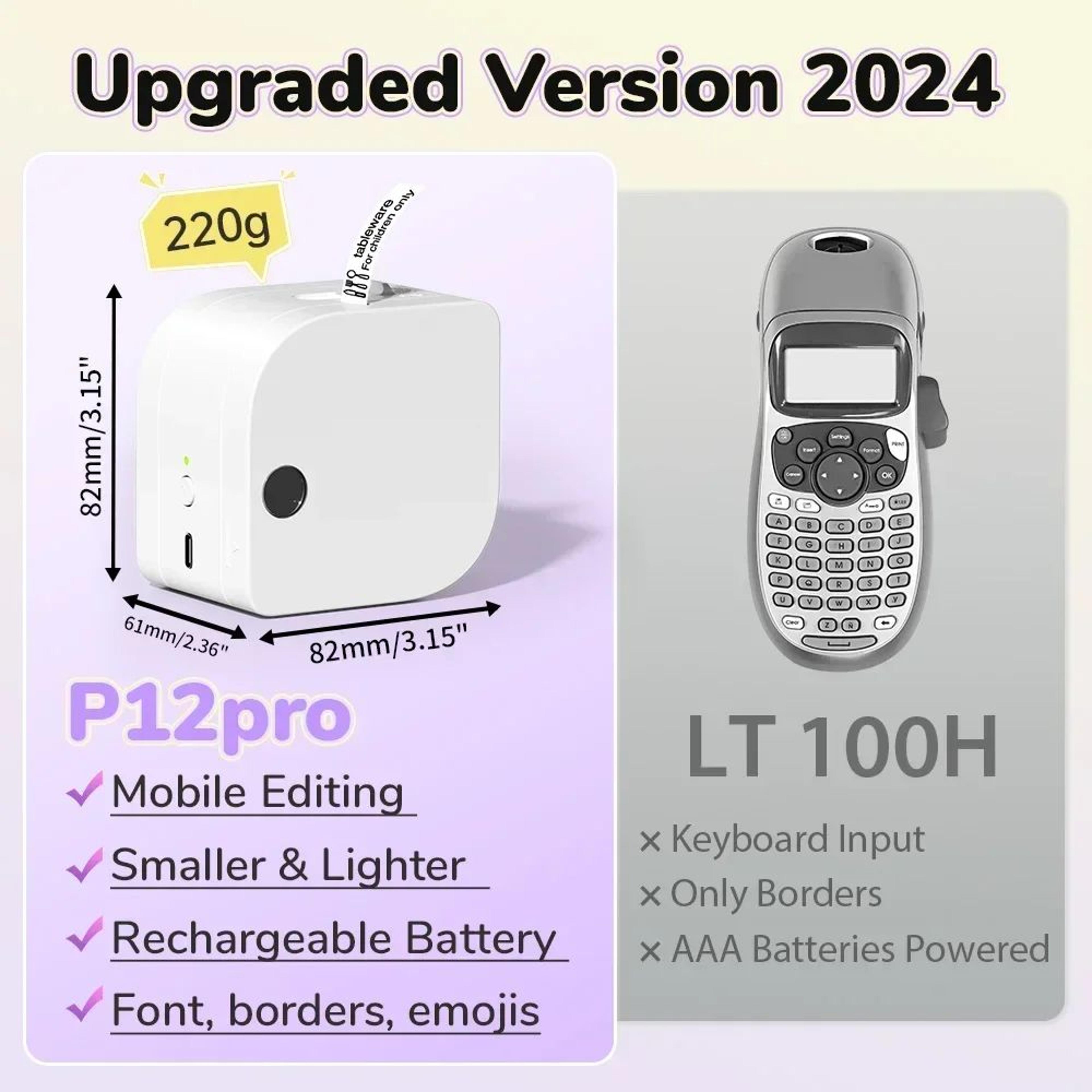 P12 Pro Portable Bluetooth Label Maker 12mm Rechargeable Thermal Printer 5