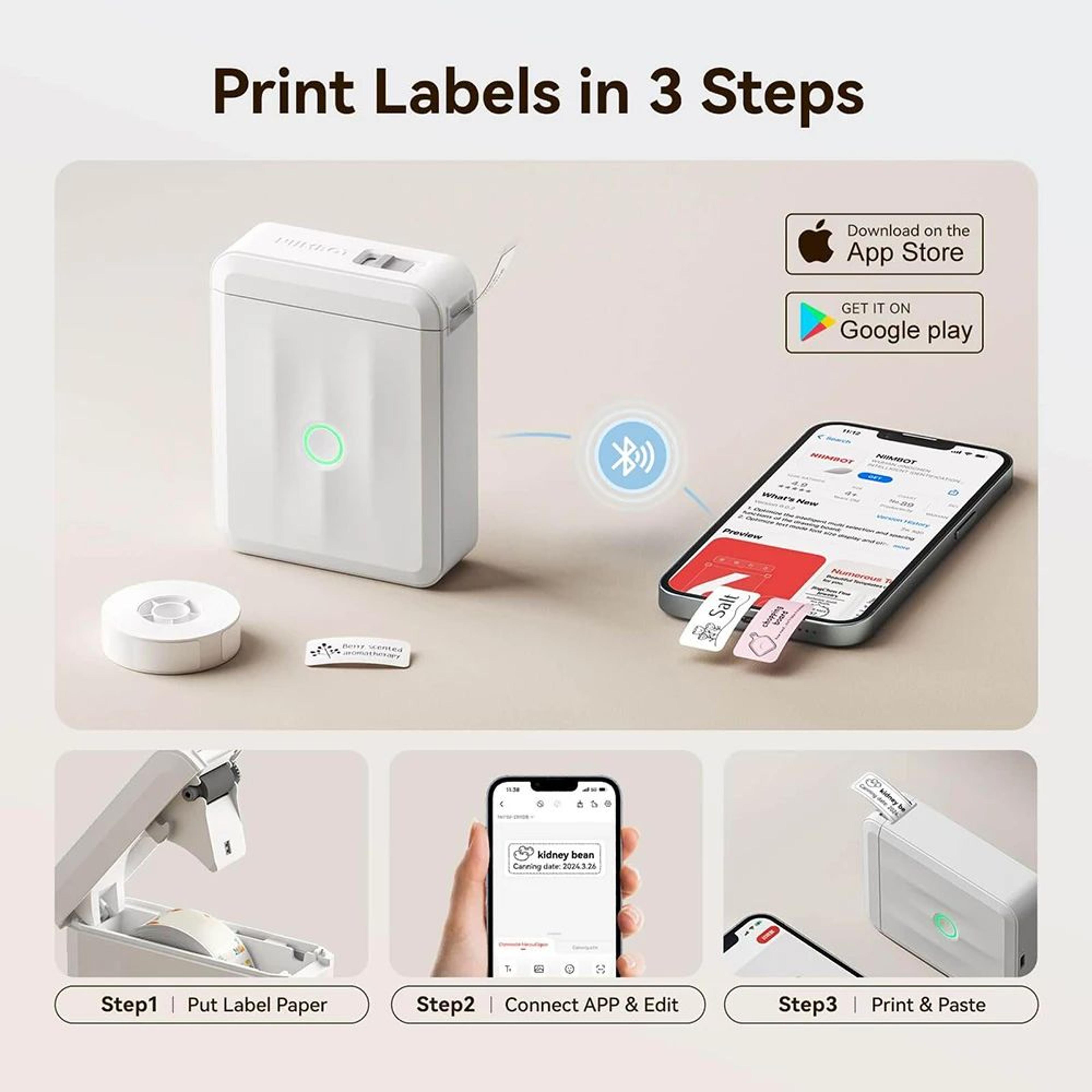 D110D11 Mini Bluetooth Thermal Label Printer Portable Inkless Sticker Maker 1
