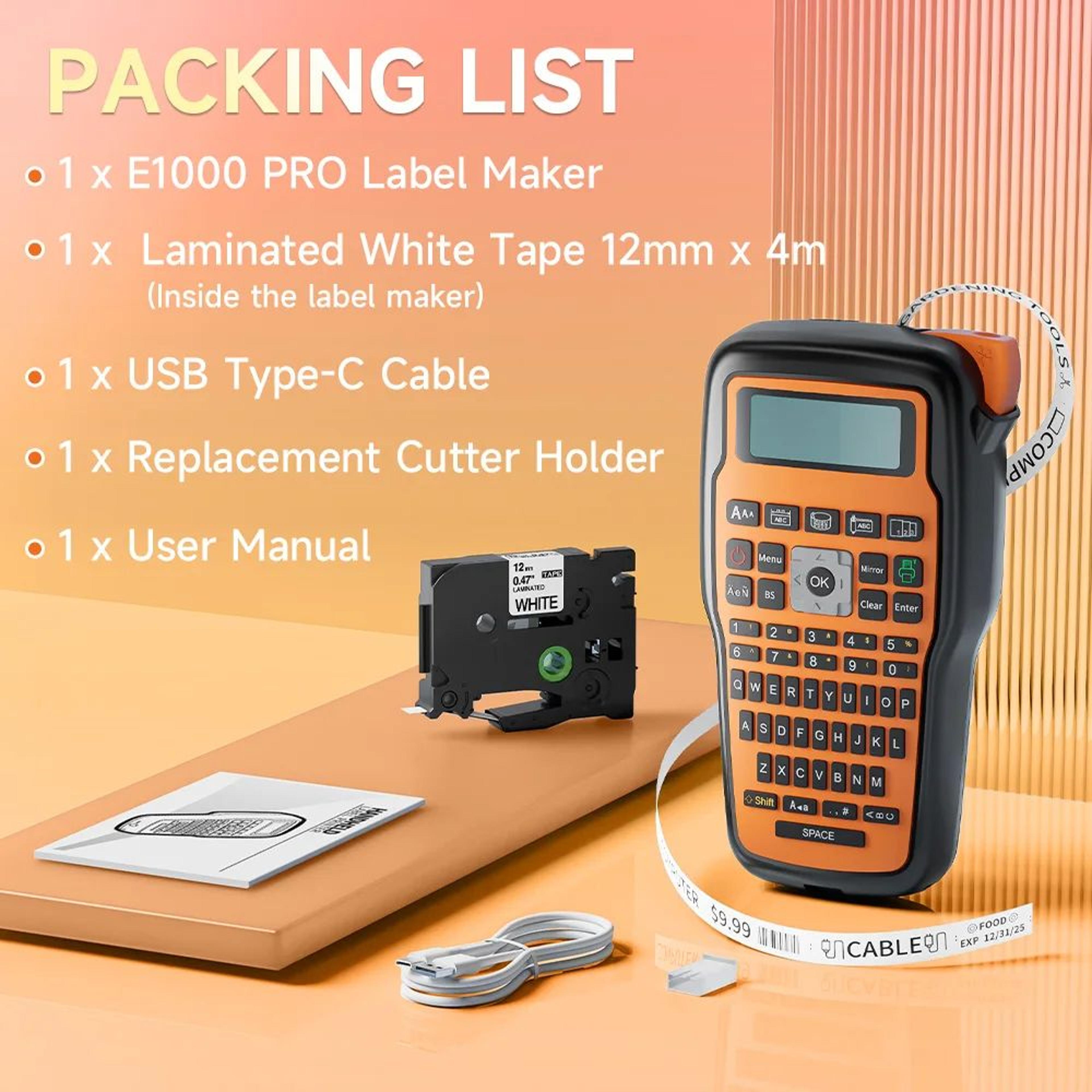 E1000 PRO Portable Label Maker With QWERTY Keyboard And Heat Shrink Tube Printing 2