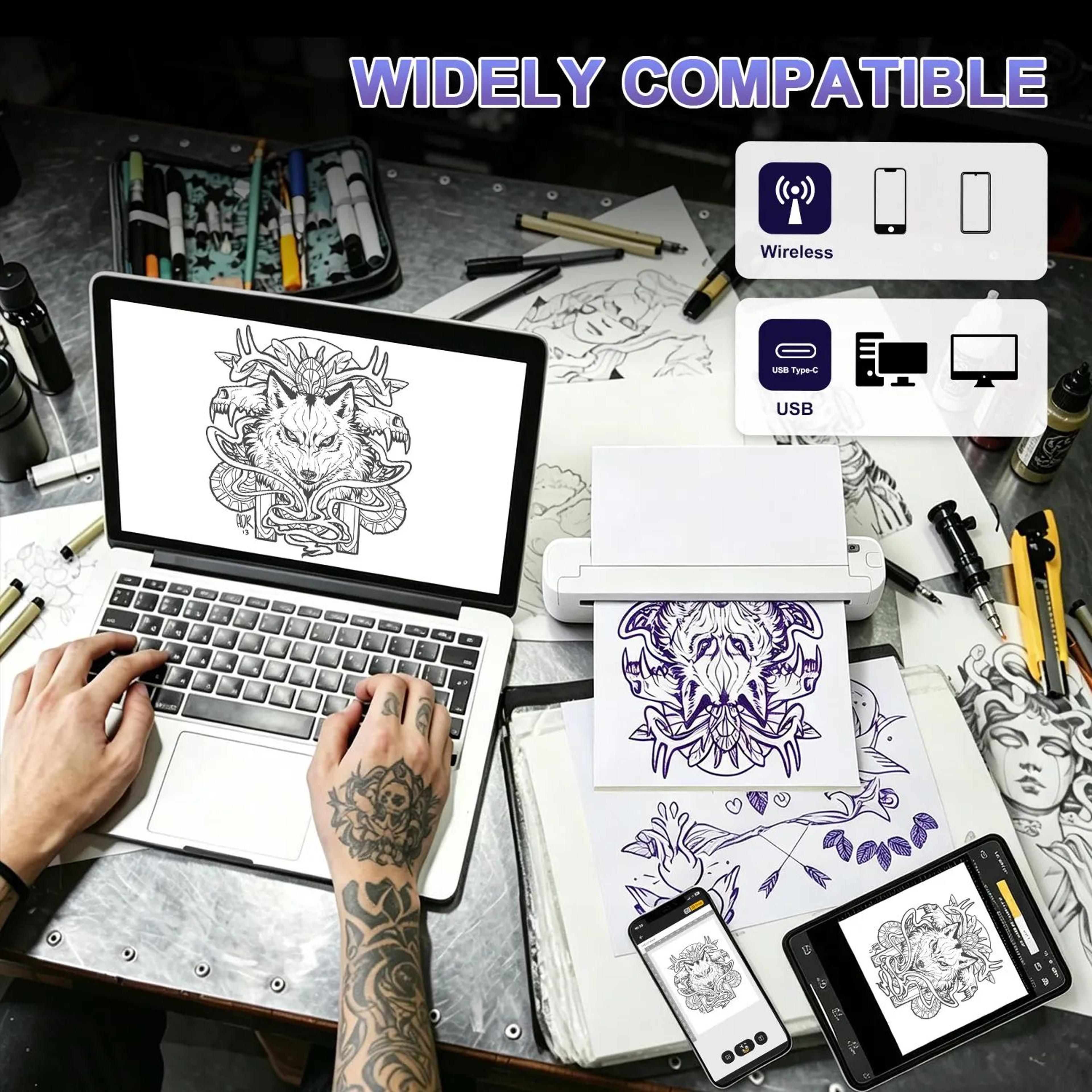 Wireless Bluetooth Tattoo Stencil Printer With 15 Transfer Papers 455g Portable Thermal Copier 1