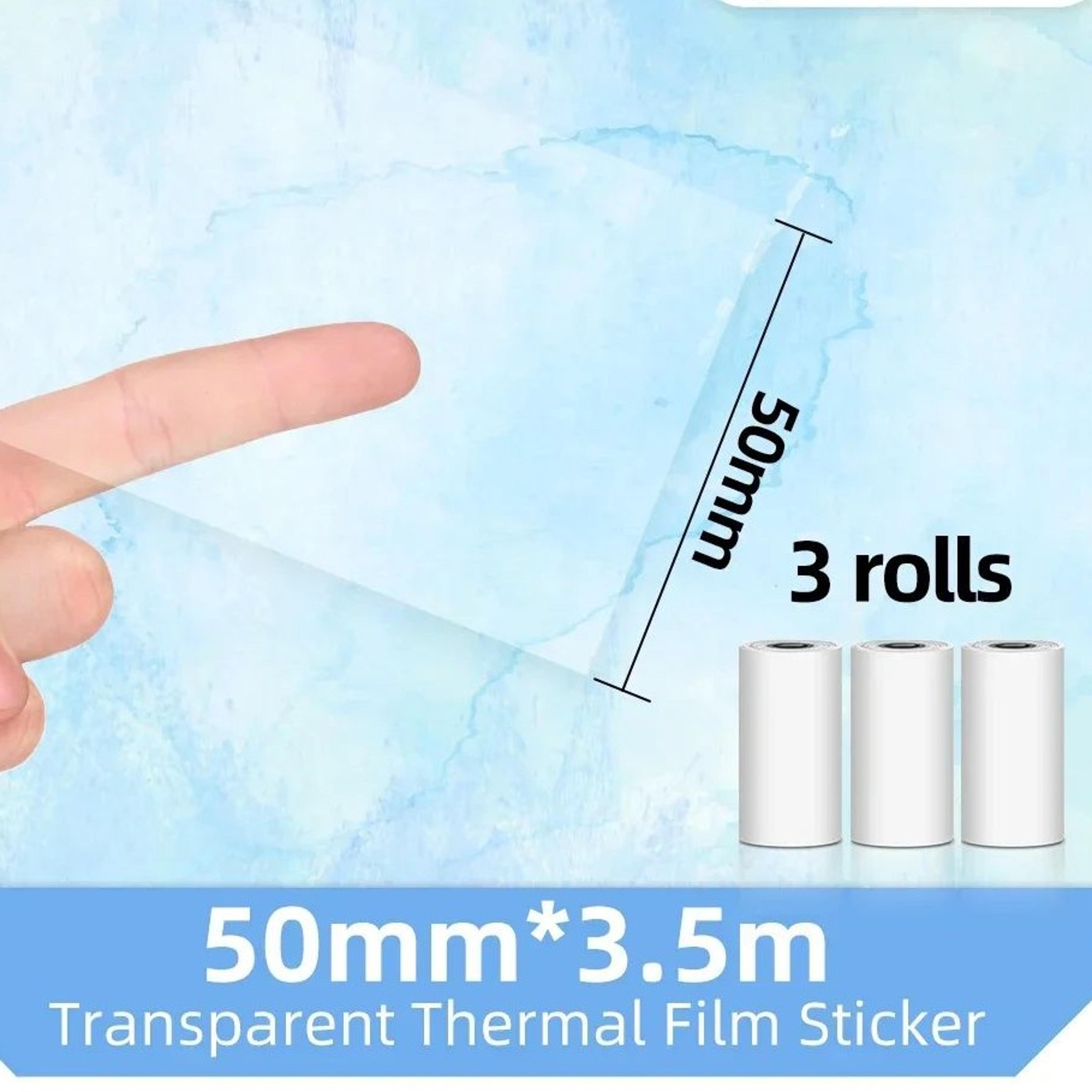 3 rolls transparent self-adhesive thermal sticker paper 1.97 inch x 11.48 ft for mini printers
