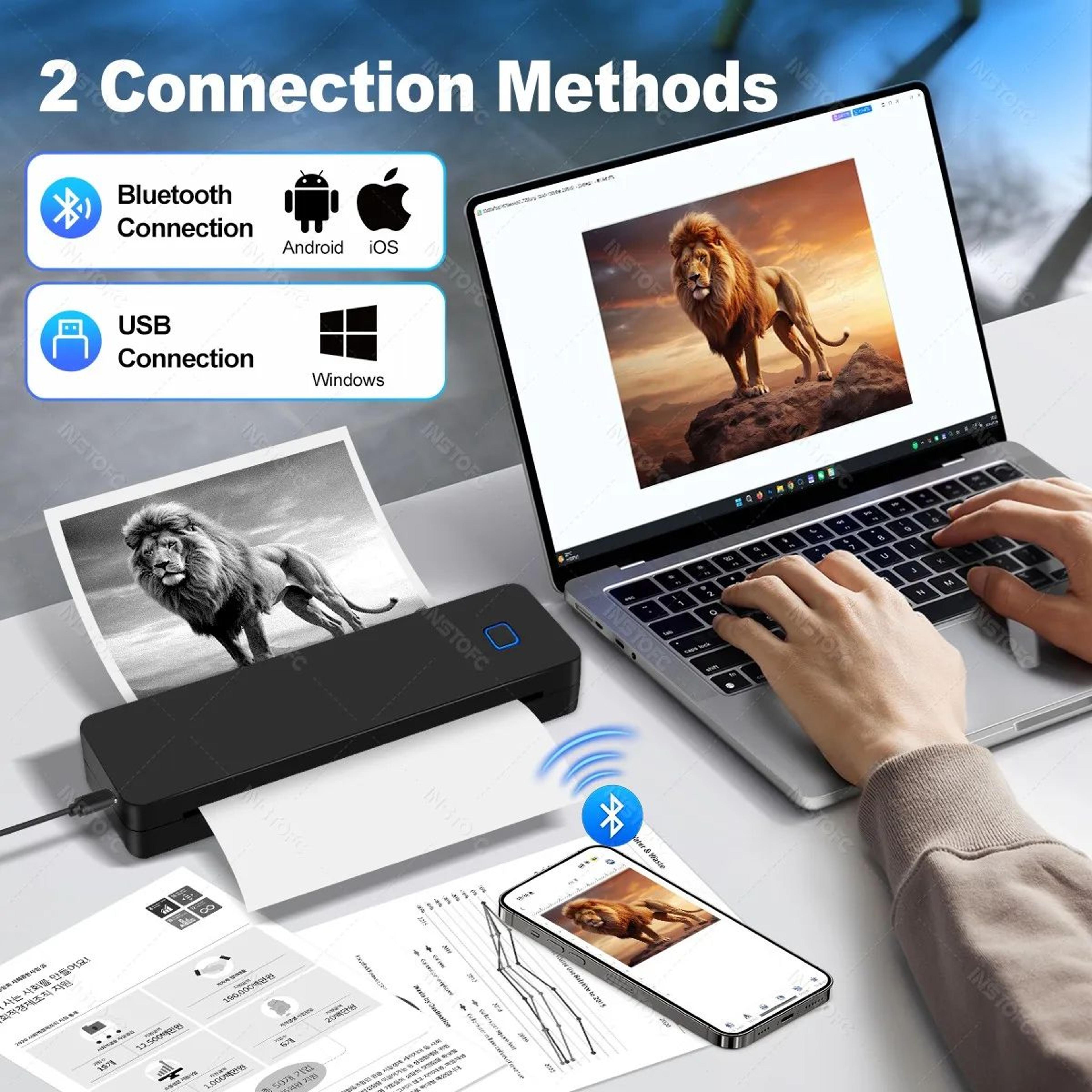 Portable A4 Wireless Thermal Printer 1500mAh Inkless Bluetooth Mini Printer With USB TypeC 4