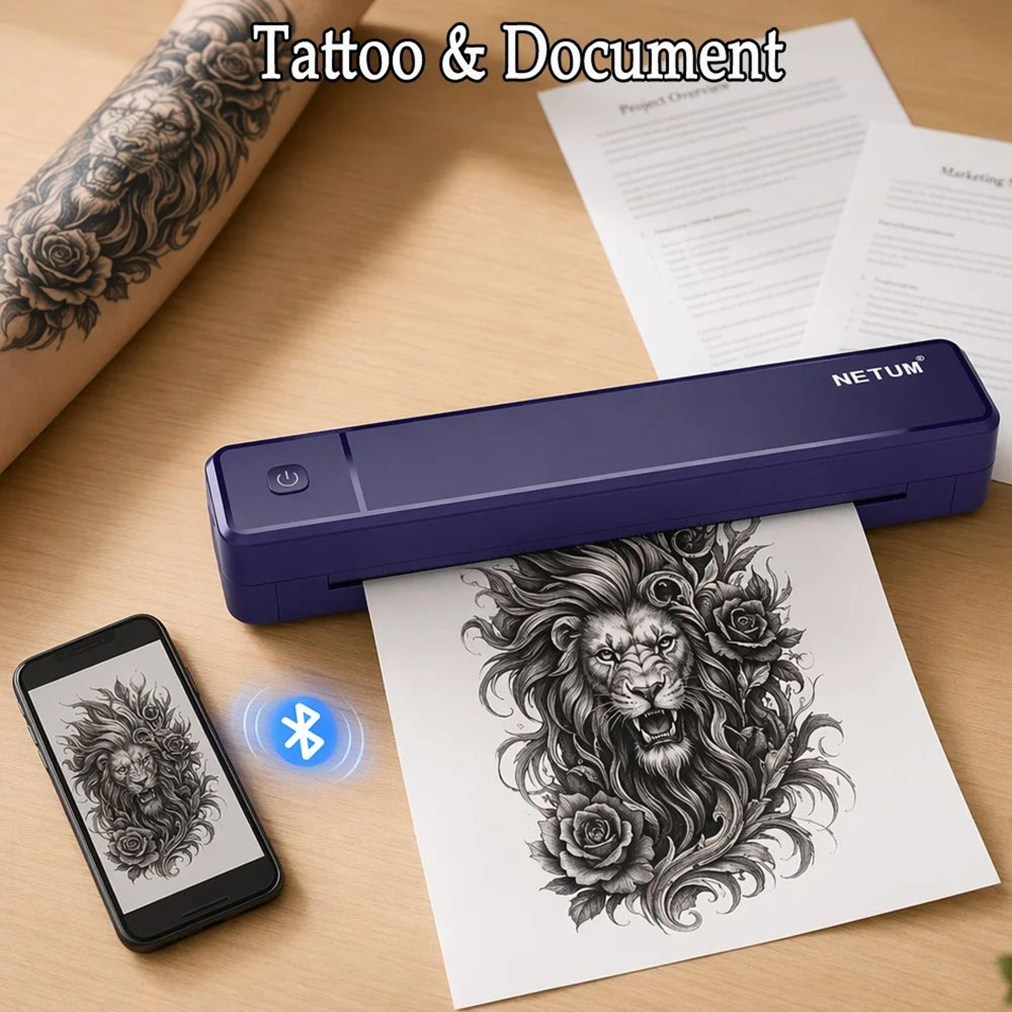 portable a4 bluetooth thermal printer for tattoo stencils and documents
