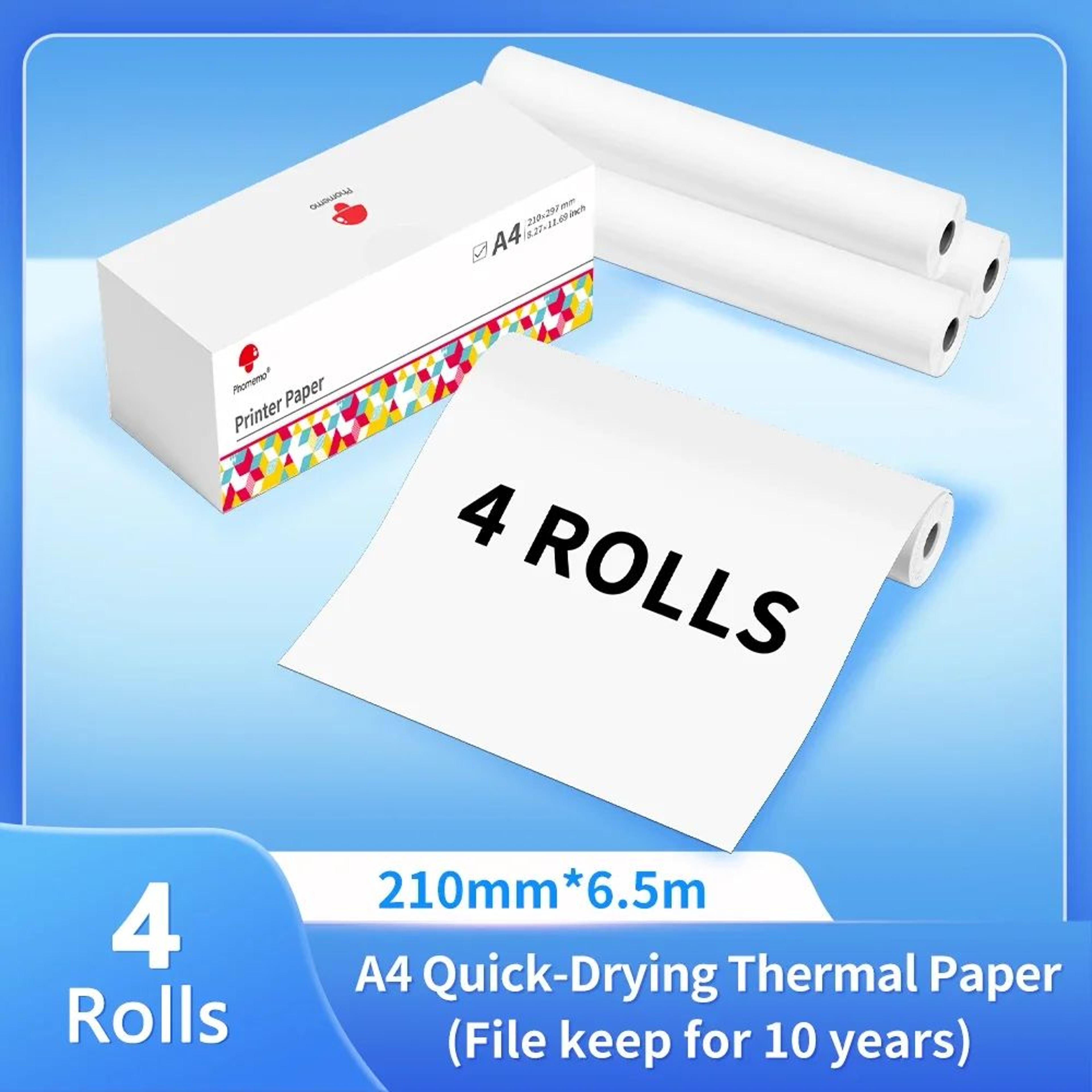 a4 thermal paper rolls 210mm for portable printers, inkless printing, 2/3/4 rolls