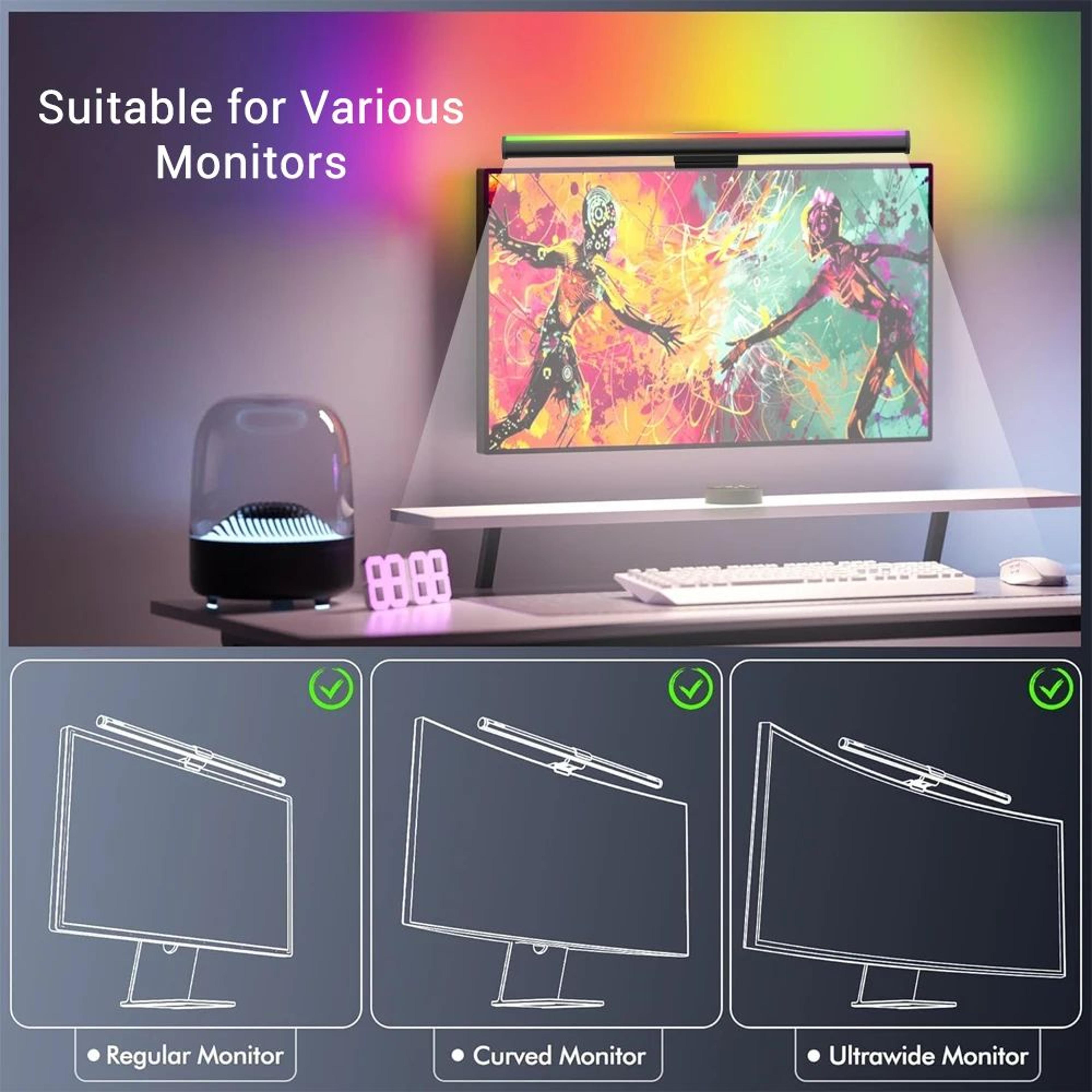 RGB Monitor Light Bar With Dimmable LED Lighting And Remote Control For Gaming Desk Setup 2