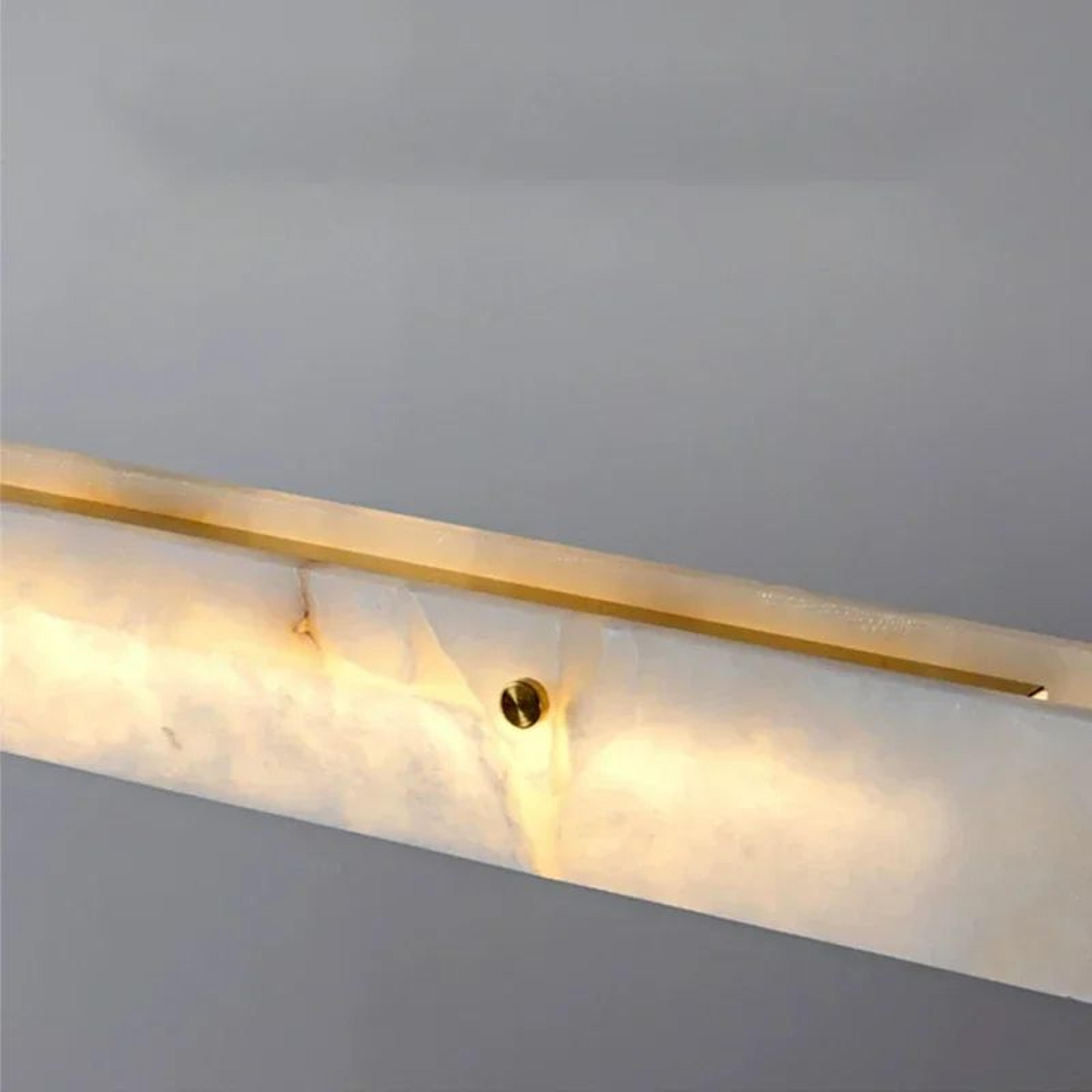 Luxury Natural Marble LED Linear Pendant Light For Dining Room And Kitchen Island 4
