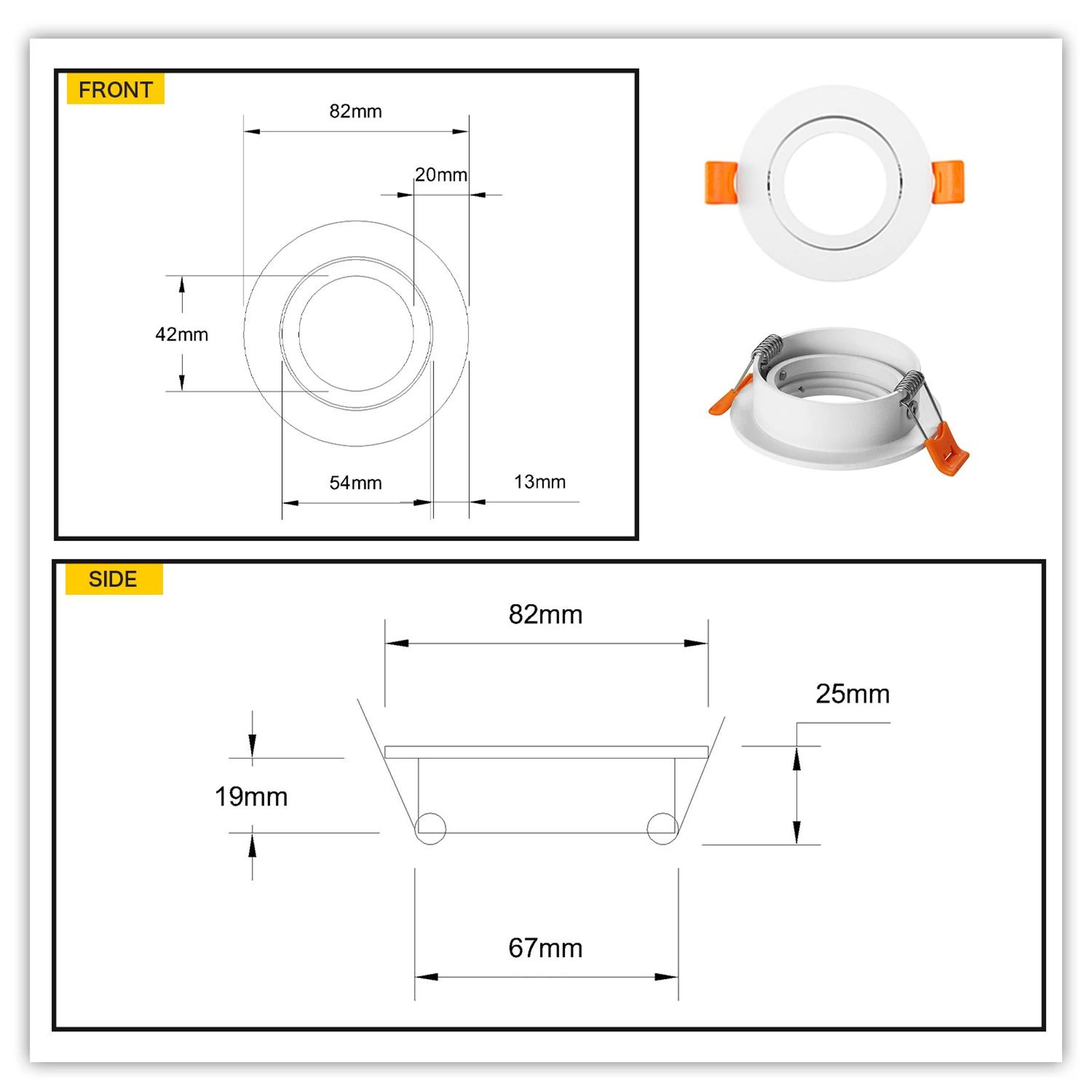 Adjustable Round Recessed Ceiling Spotlight Frame For GU10 MR16 Bulbs 256 Inch Cutout 1