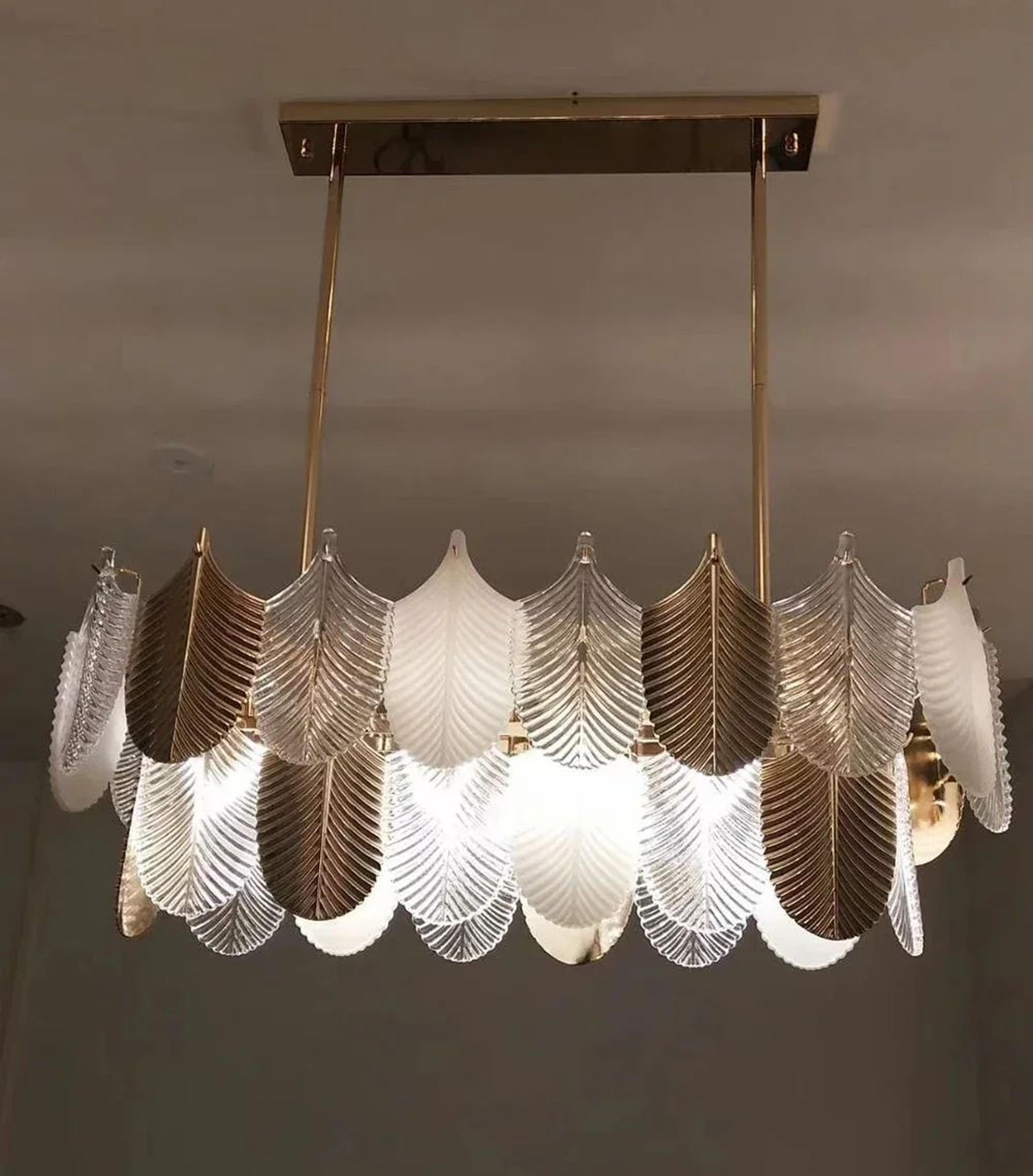 Luxury Postmodern Glass Chandelier E14 Long Hanging Pendant Light For Villa Lobby And Living Room 2
