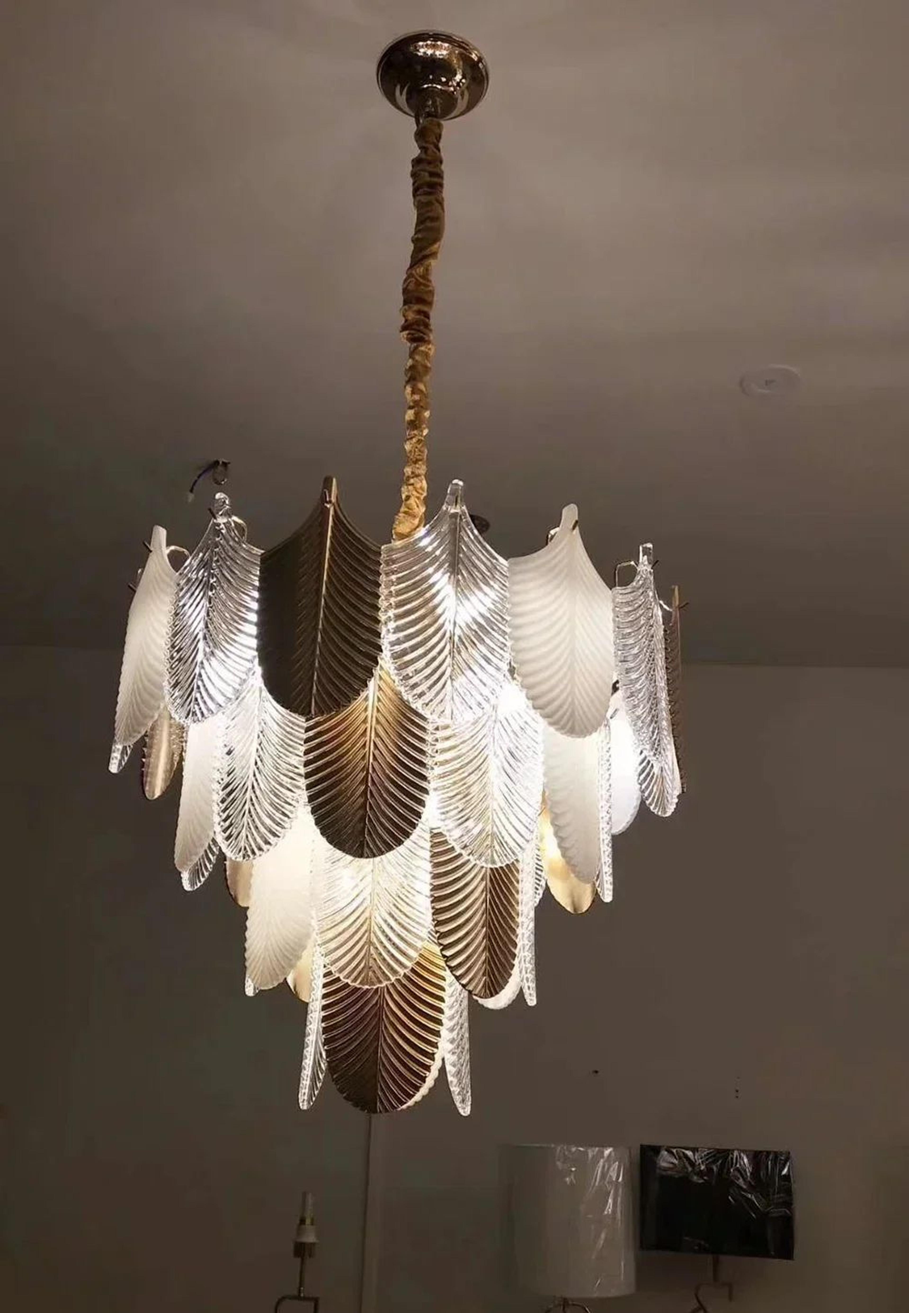 Luxury Postmodern Glass Chandelier E14 Long Hanging Pendant Light For Villa Lobby And Living Room 5