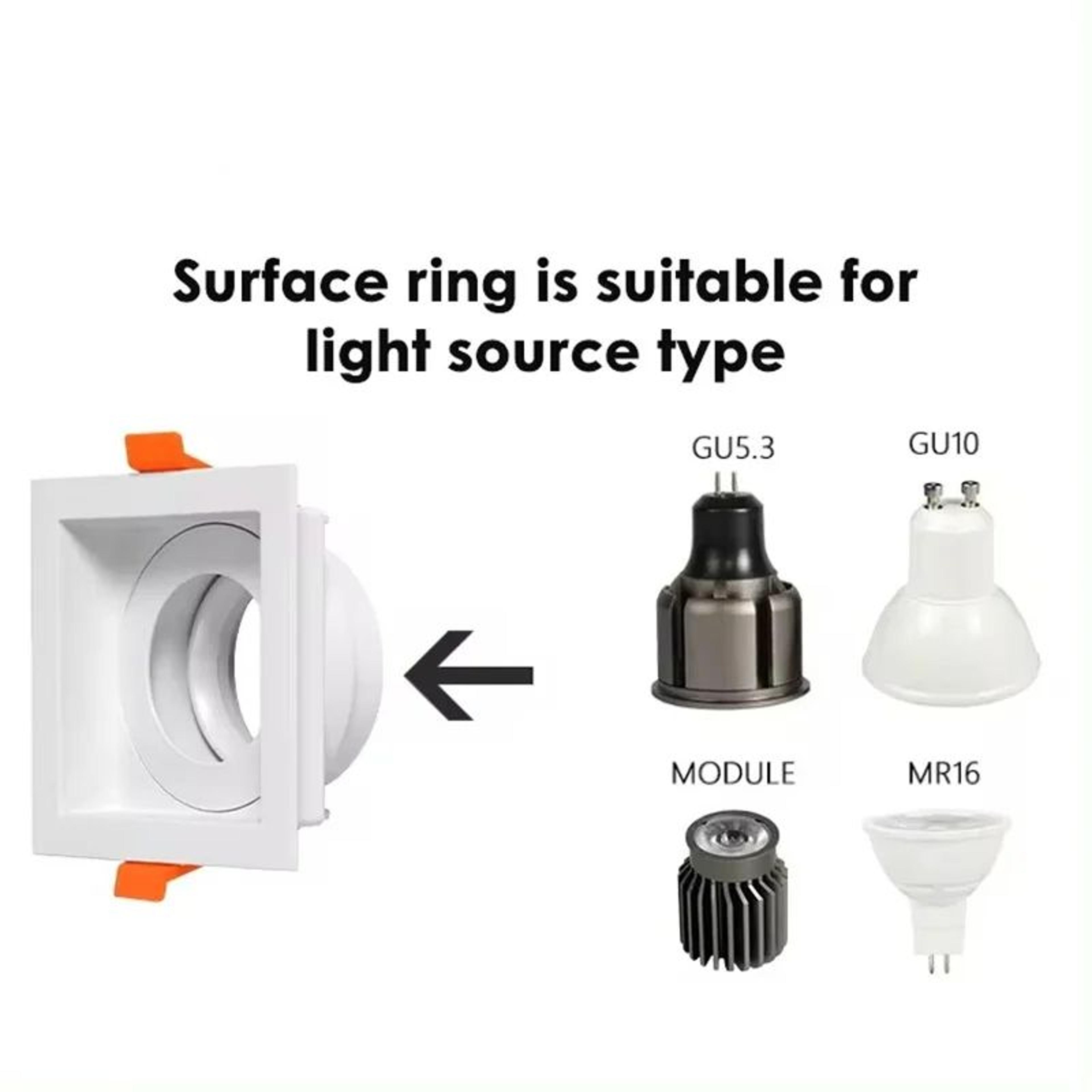 Double Recessed LED Spotlight Frame GU10 MR16 Rectangular Aluminum Ceiling Downlight Housing 1