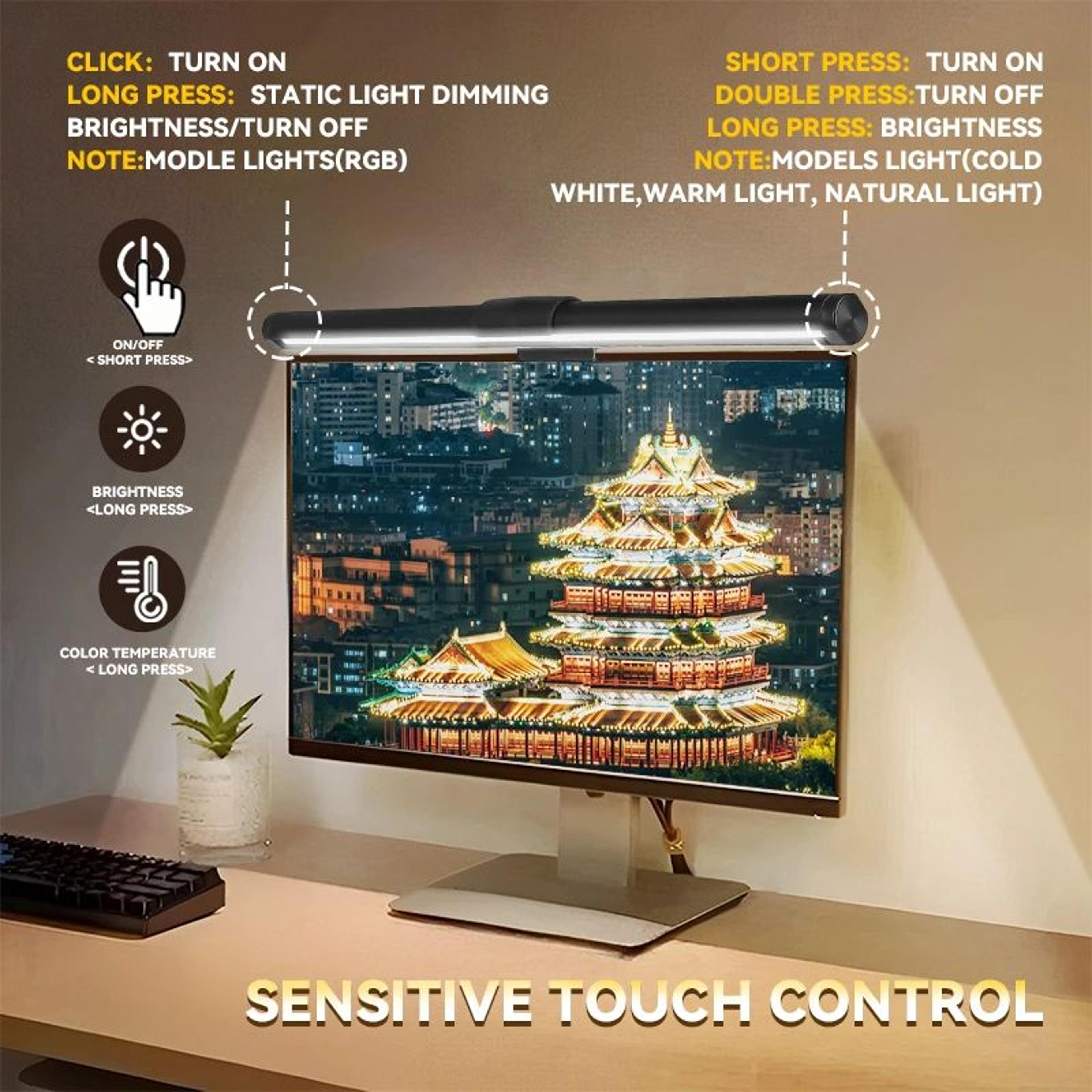 USB LED Monitor Light Bar With RGB Backlight And Dimmable Reading Lamp 2