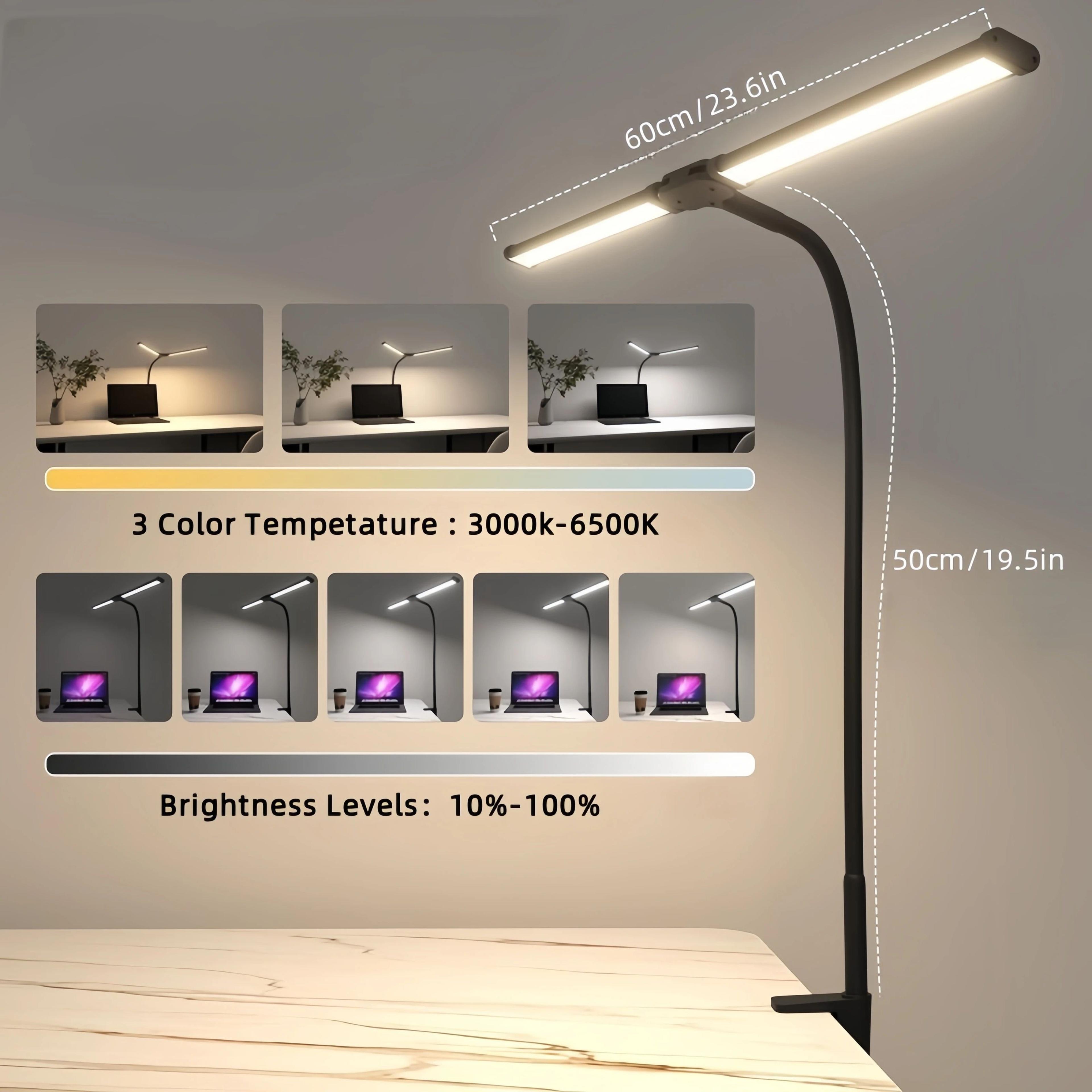 Double Head LED Desk Lamp With Dimmable USB Light And 3 Color Modes For Reading And Office 1