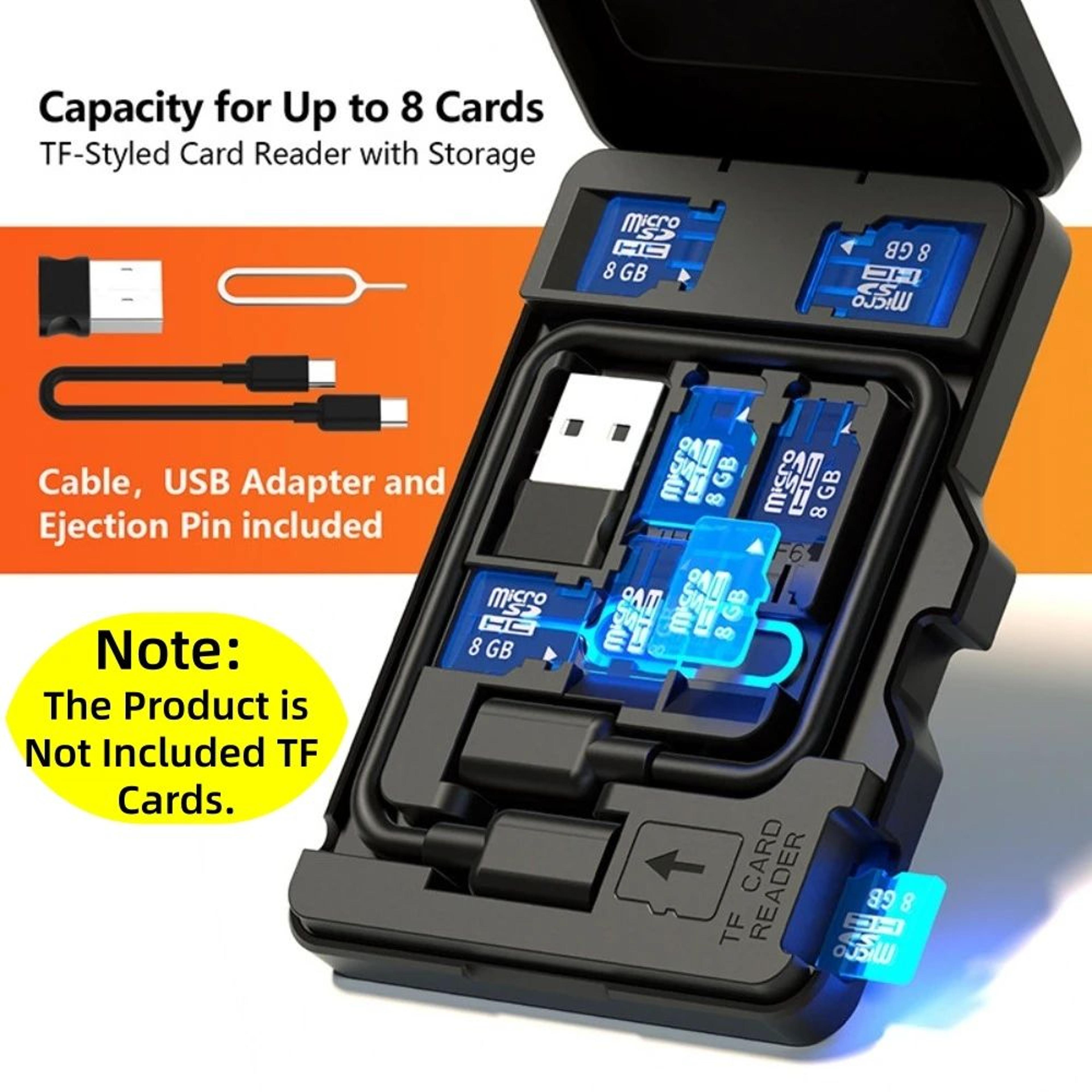 Portable TF Memory Card Storage Case With USB TypeC Card Reader 1