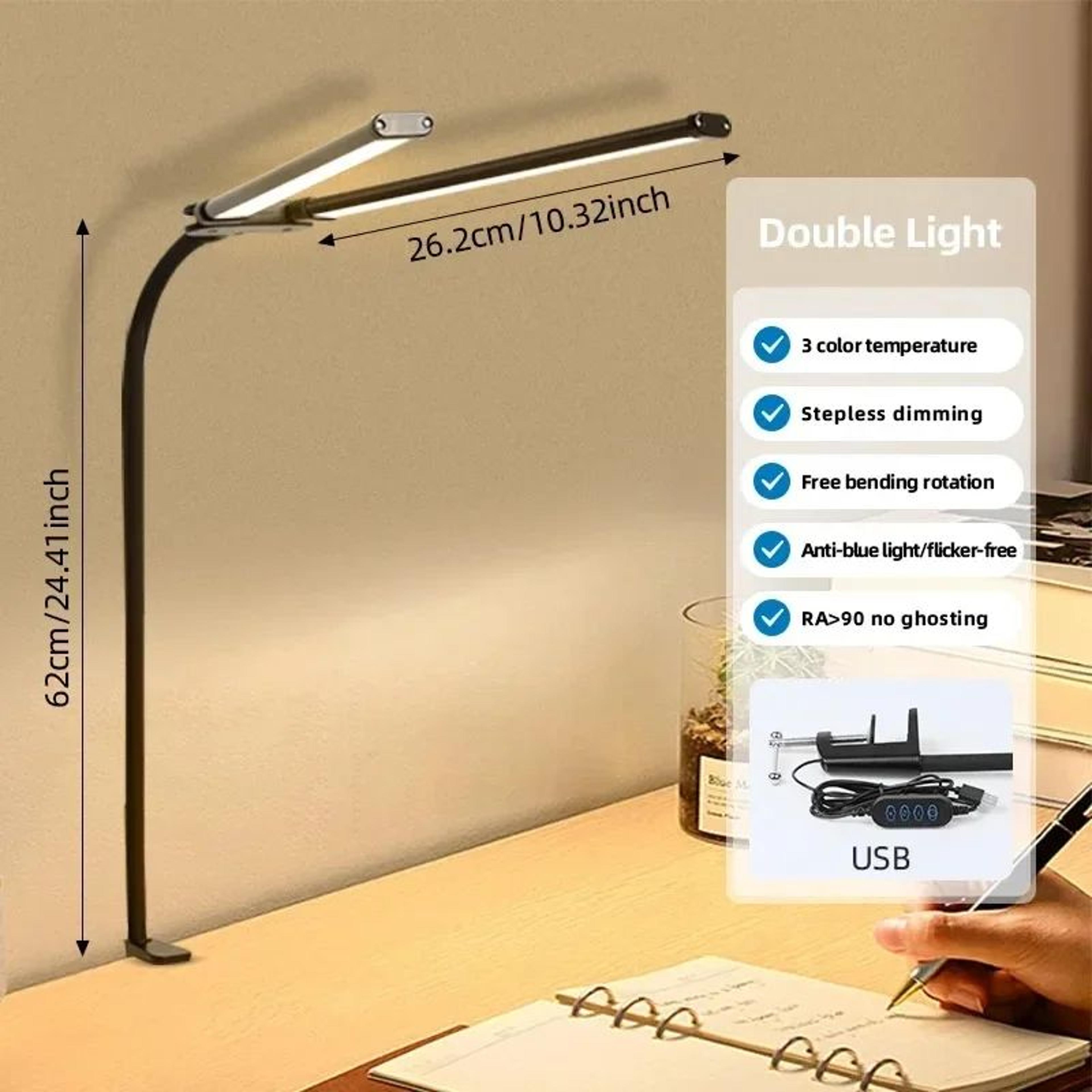 USB Dimmable LED Desk Lamp With Single Or Double Head And 3 Color Lighting Modes 6