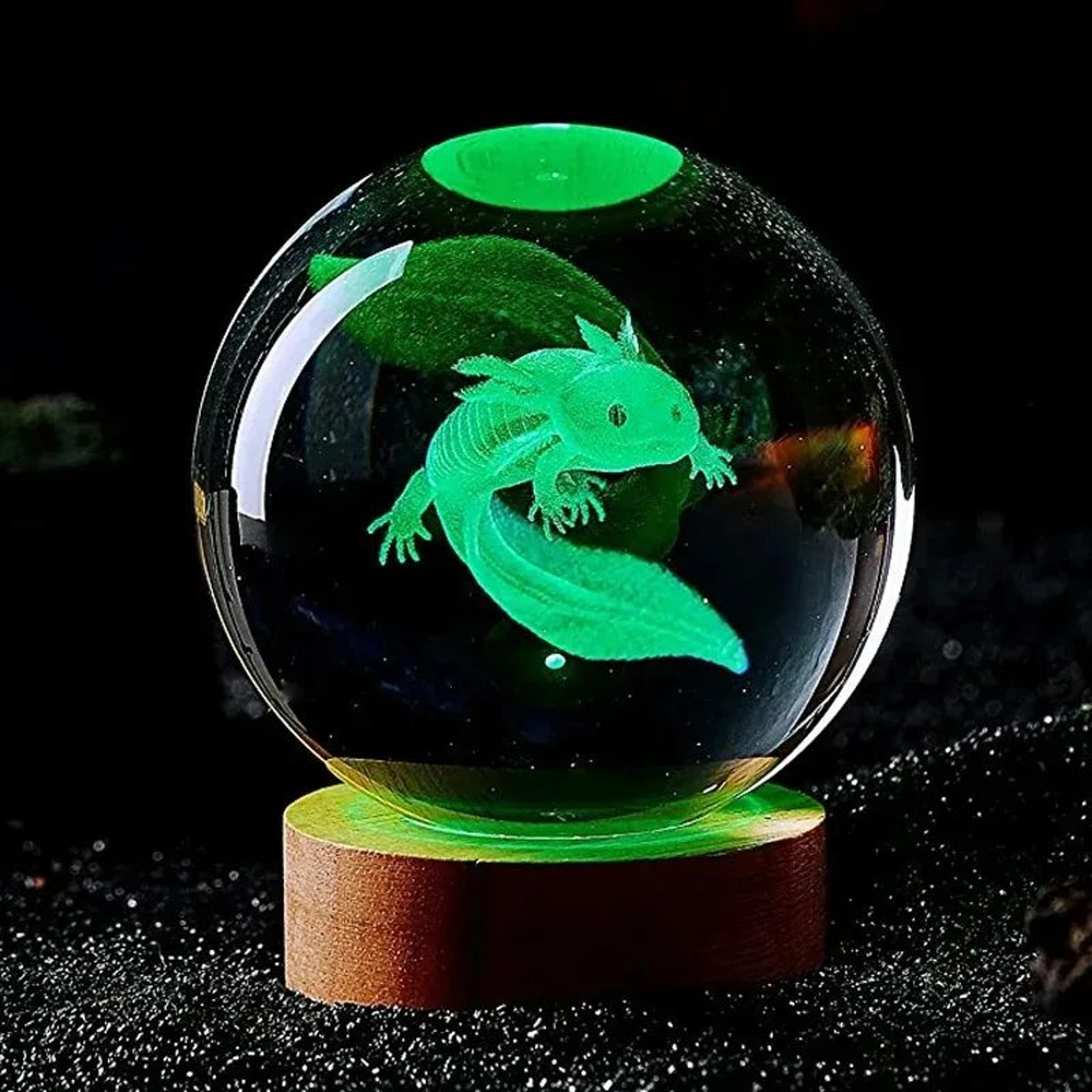 3D Axolotl Crystal Ball Night Light With Colorful LED Base For Bedroom Decor And Gifts 5