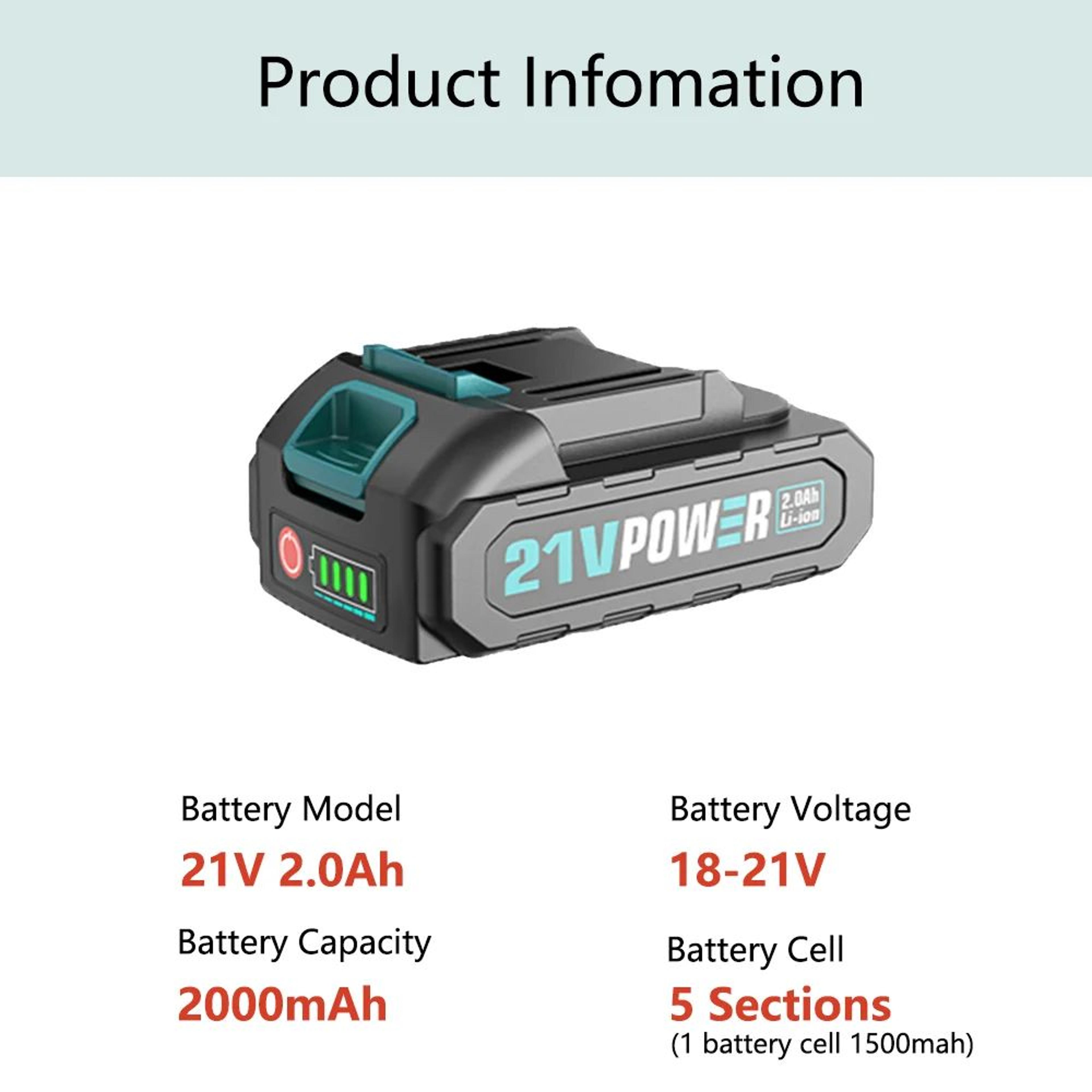 18V 20V 21V Rechargeable Lithium Ion Power Tool Battery With Capacity Indicator 4