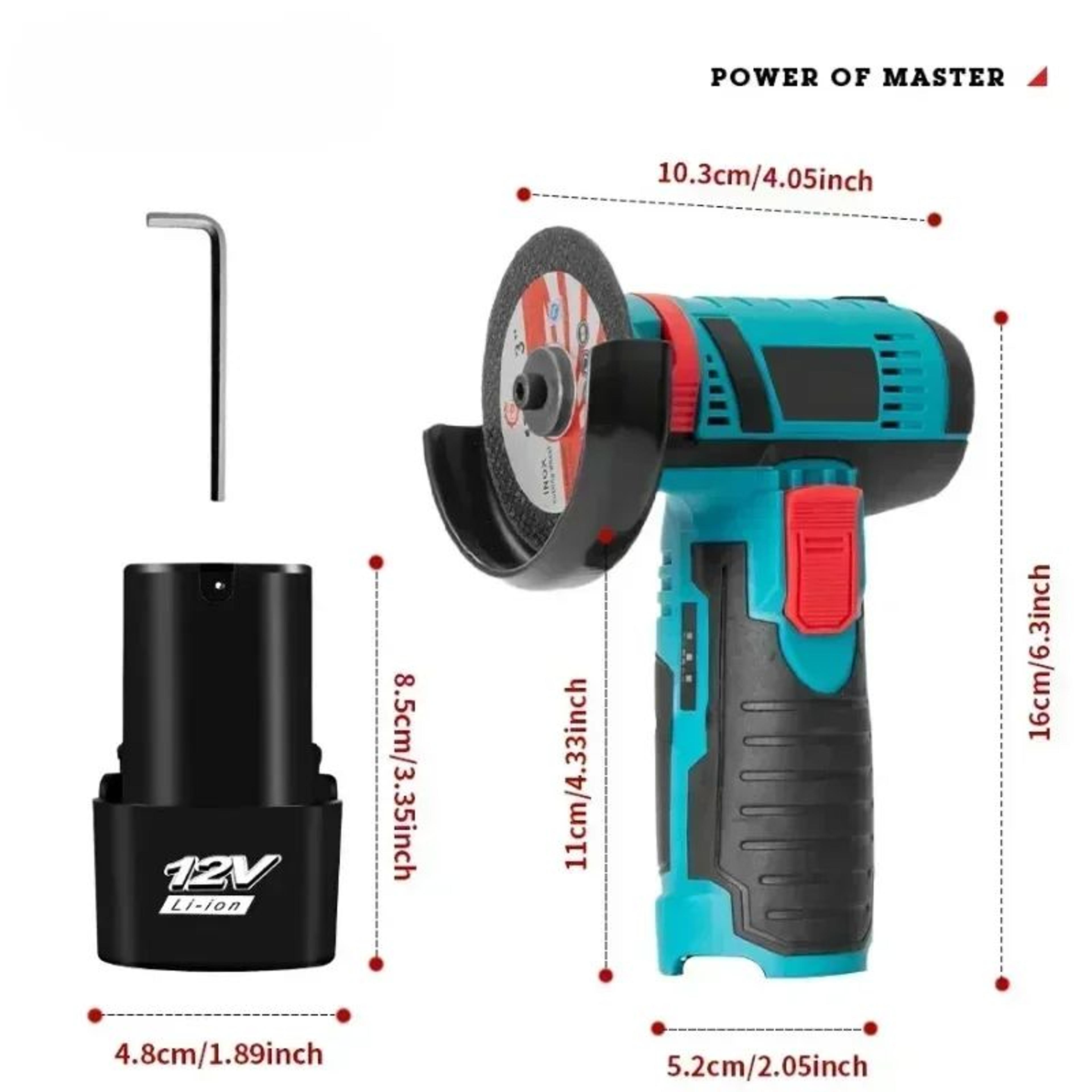 12V Cordless Mini Angle Grinder 19500 RPM For Cutting Grinding And Polishing 5