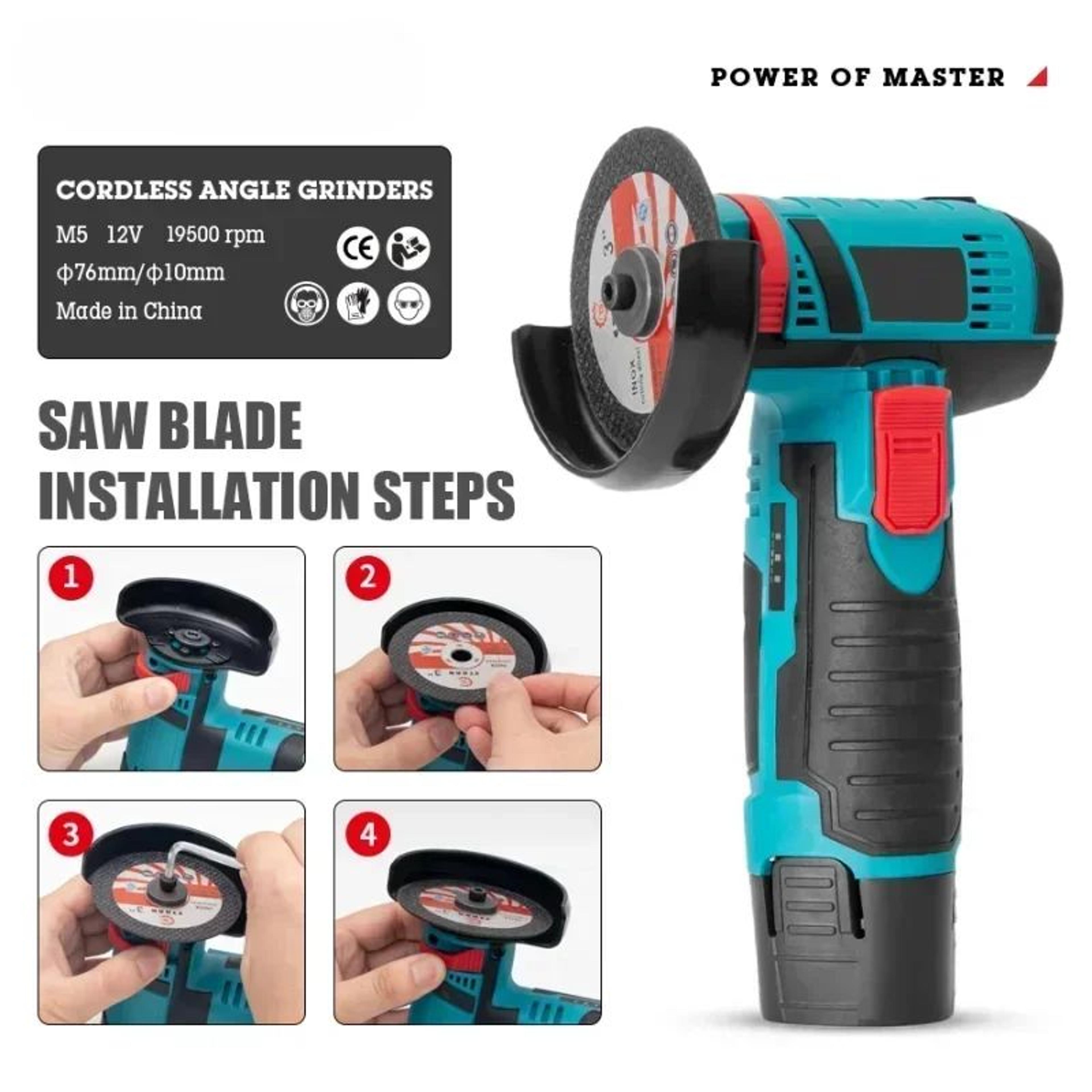12V Cordless Mini Angle Grinder 19500 RPM For Cutting Grinding And Polishing 4