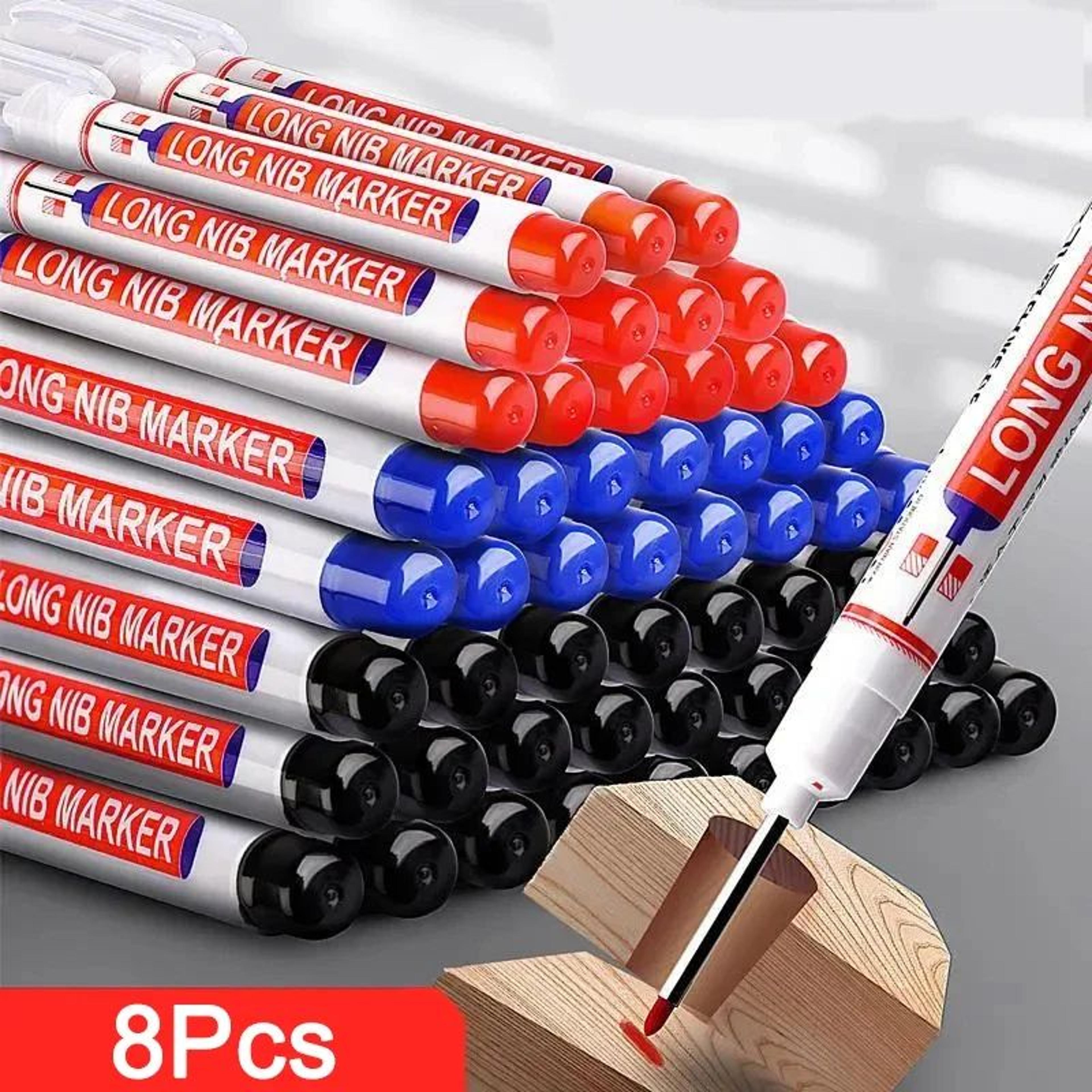 8pcs 20mm deep hole marker pens waterproof long nib marking tools for woodworking and metal