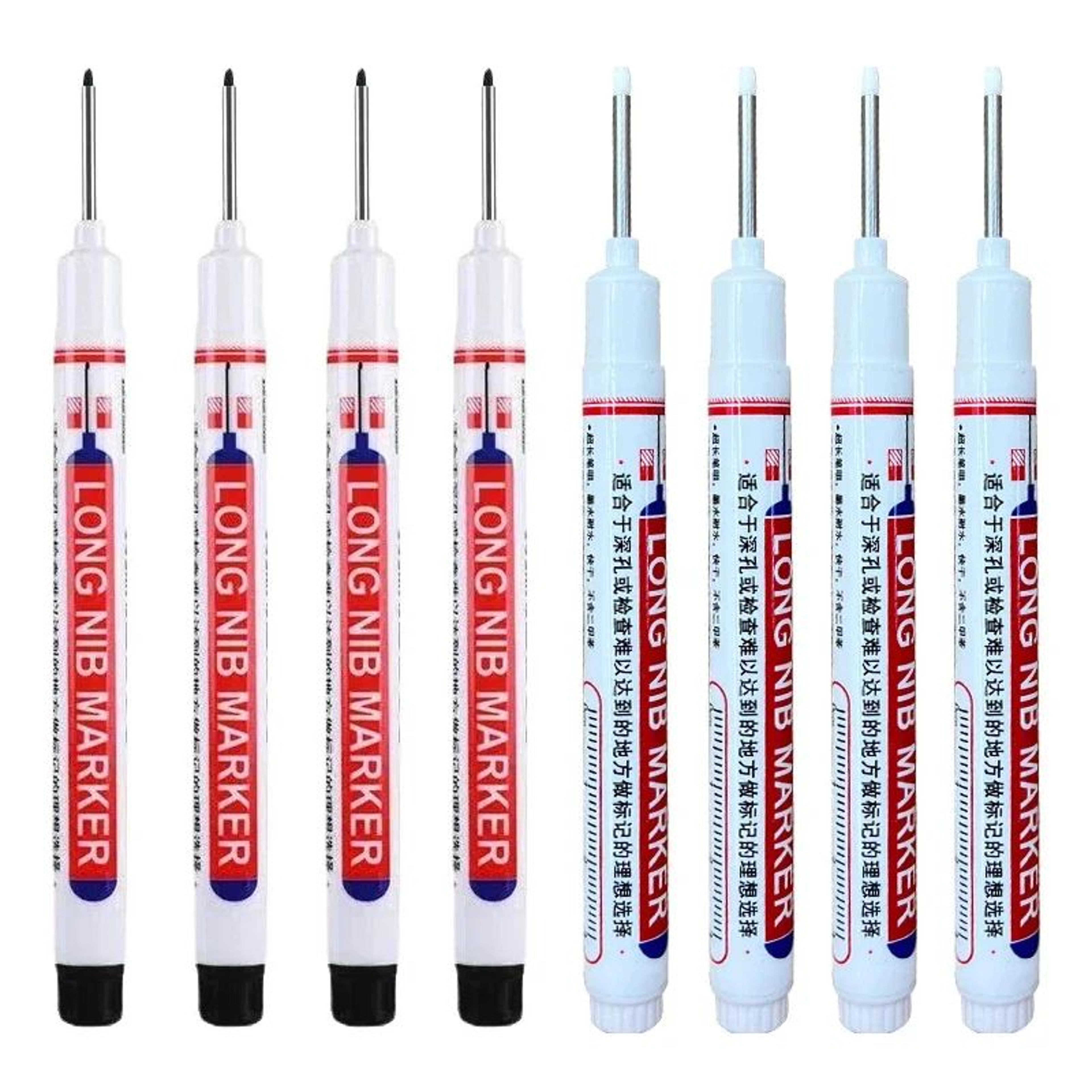8PCS 20mm Deep Hole Marker Pens Waterproof Long Nib Marking Tools For Woodworking And Metal 8
