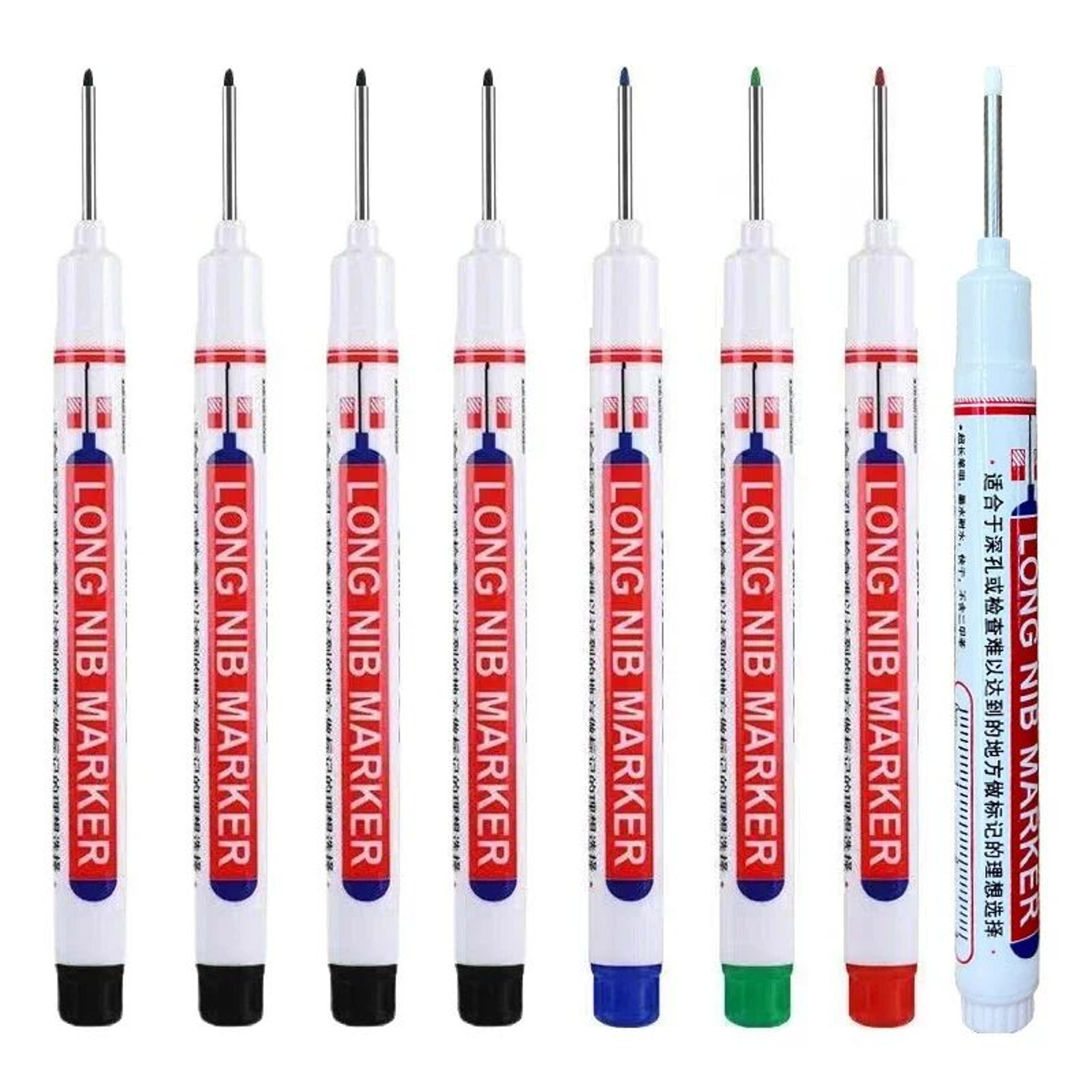 8PCS 20mm Deep Hole Marker Pens Waterproof Long Nib Marking Tools For Woodworking And Metal 17
