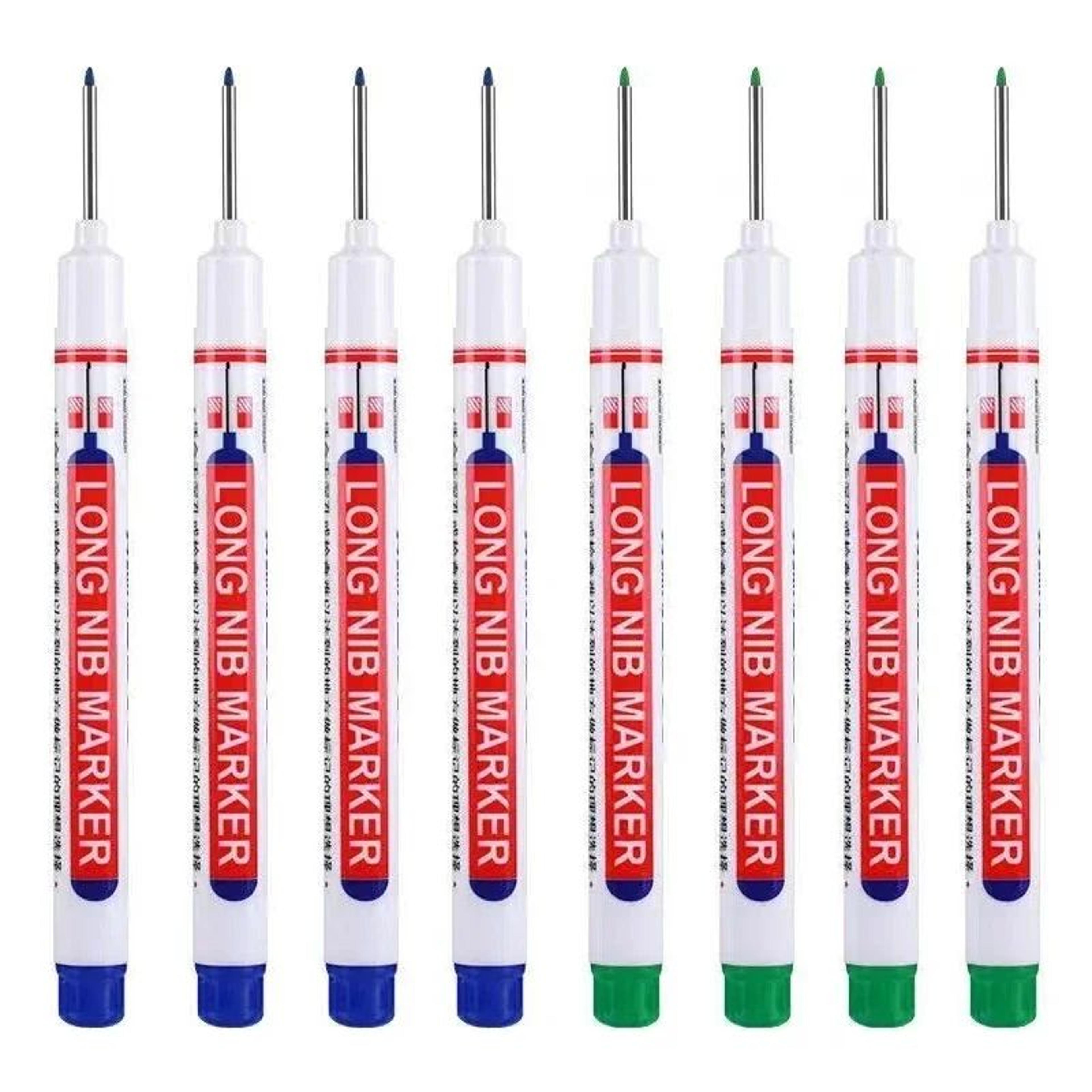 8PCS 20mm Deep Hole Marker Pens Waterproof Long Nib Marking Tools For Woodworking And Metal 20