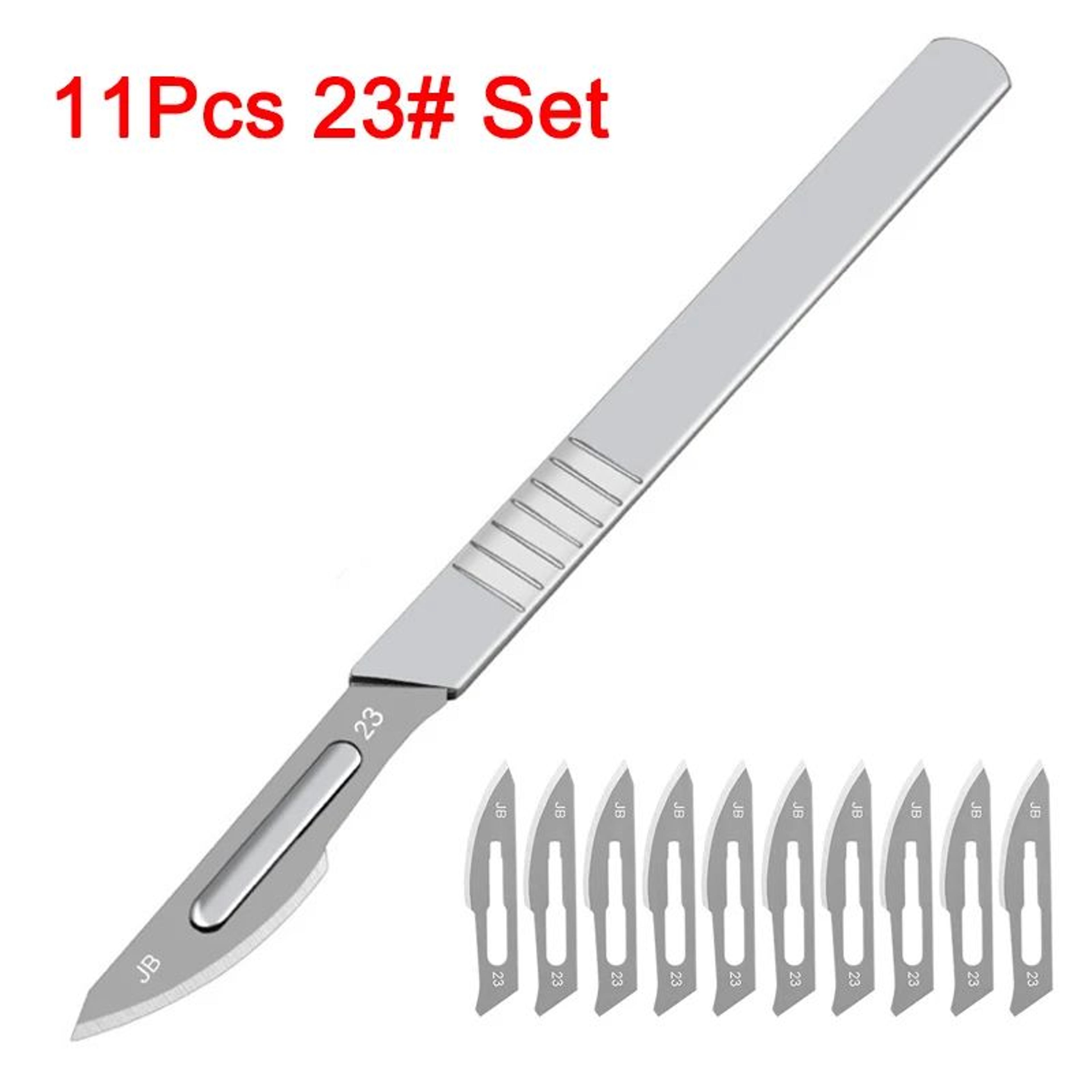 10PCS Precision Carbon Steel Scalpel Blades With Handle For DIY Craft Cutting And PCB Repair 7