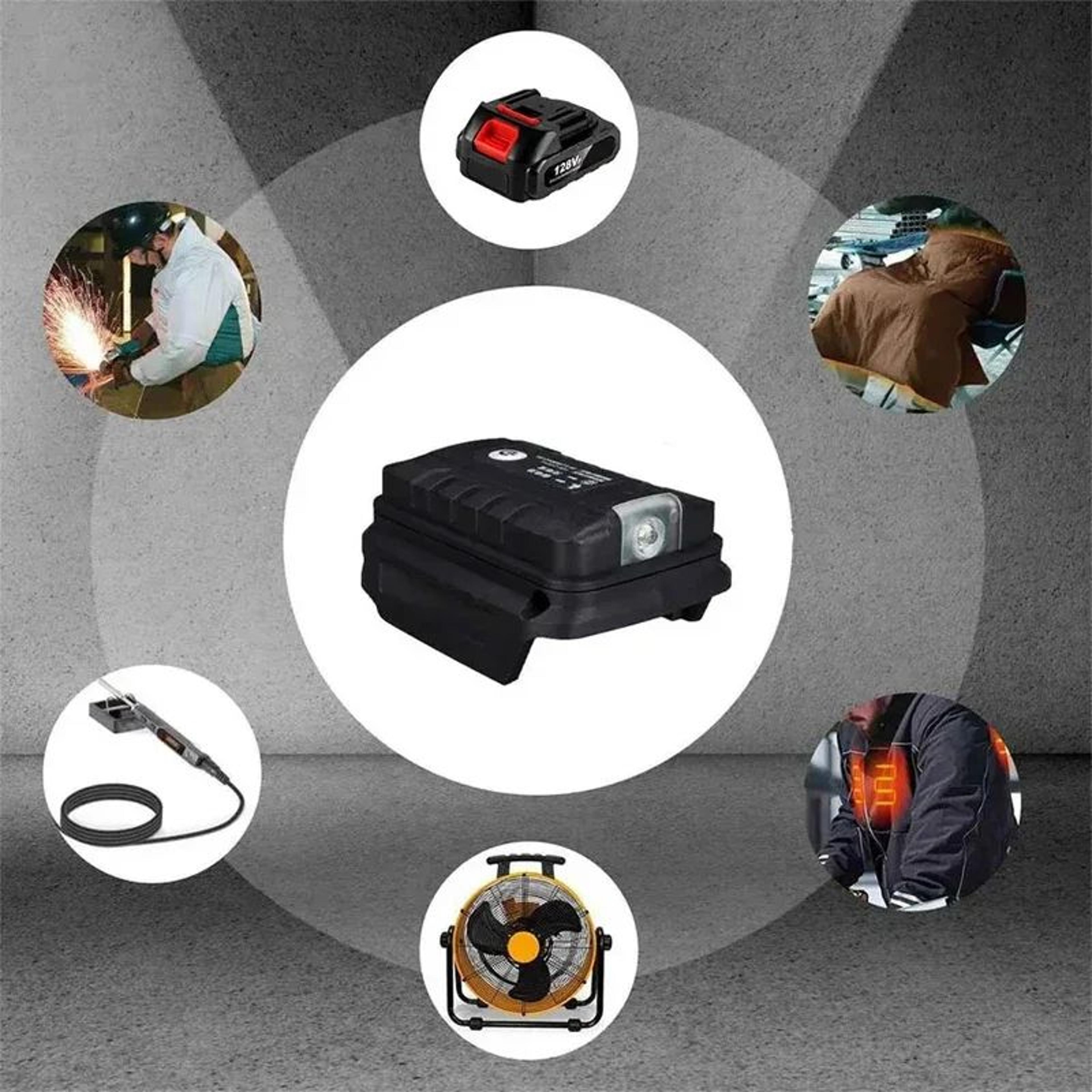 144V18V Battery Adapter With LED Work Light And Dual USB Charging Ports 1