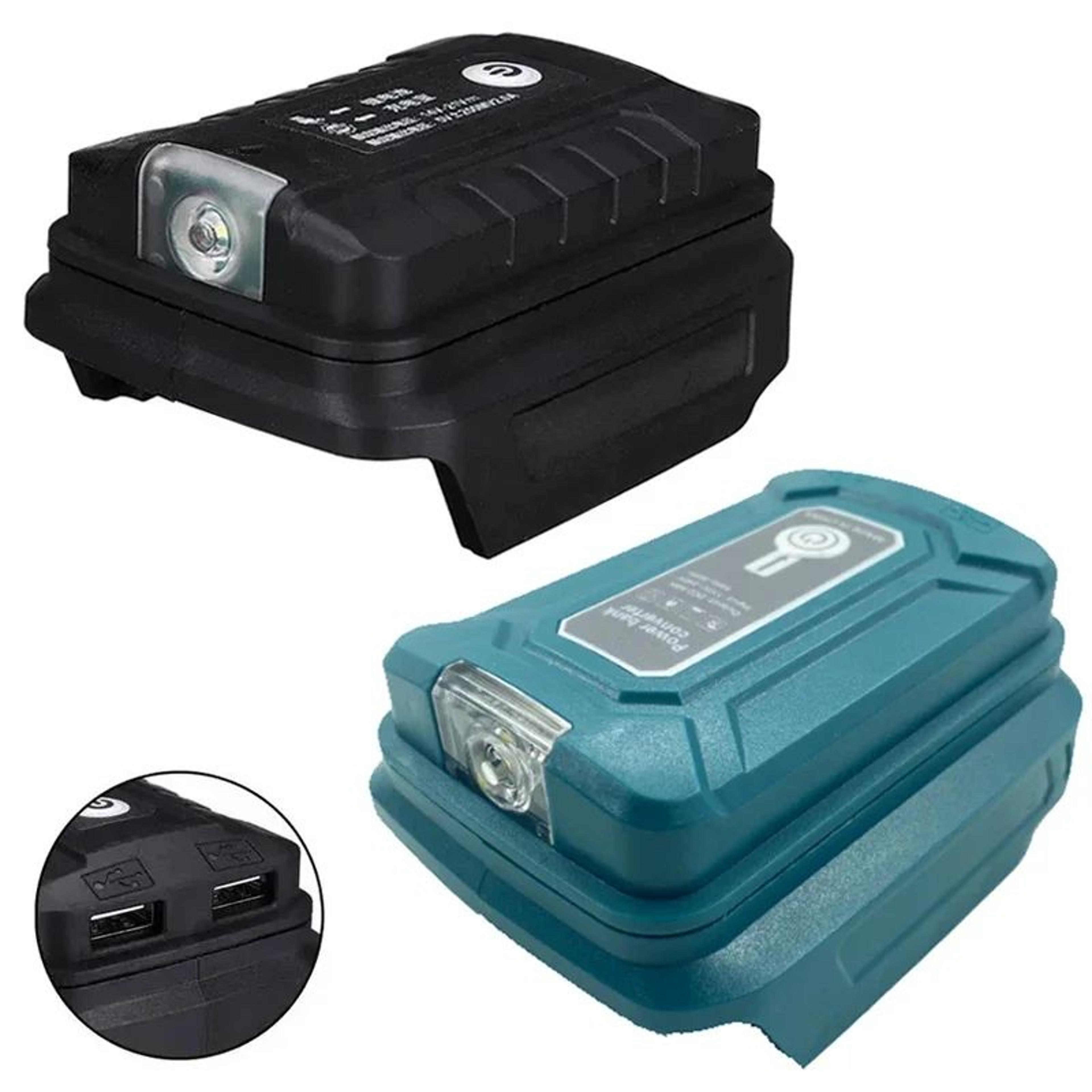 14.4v/18v battery adapter with led work light and dual usb charging ports