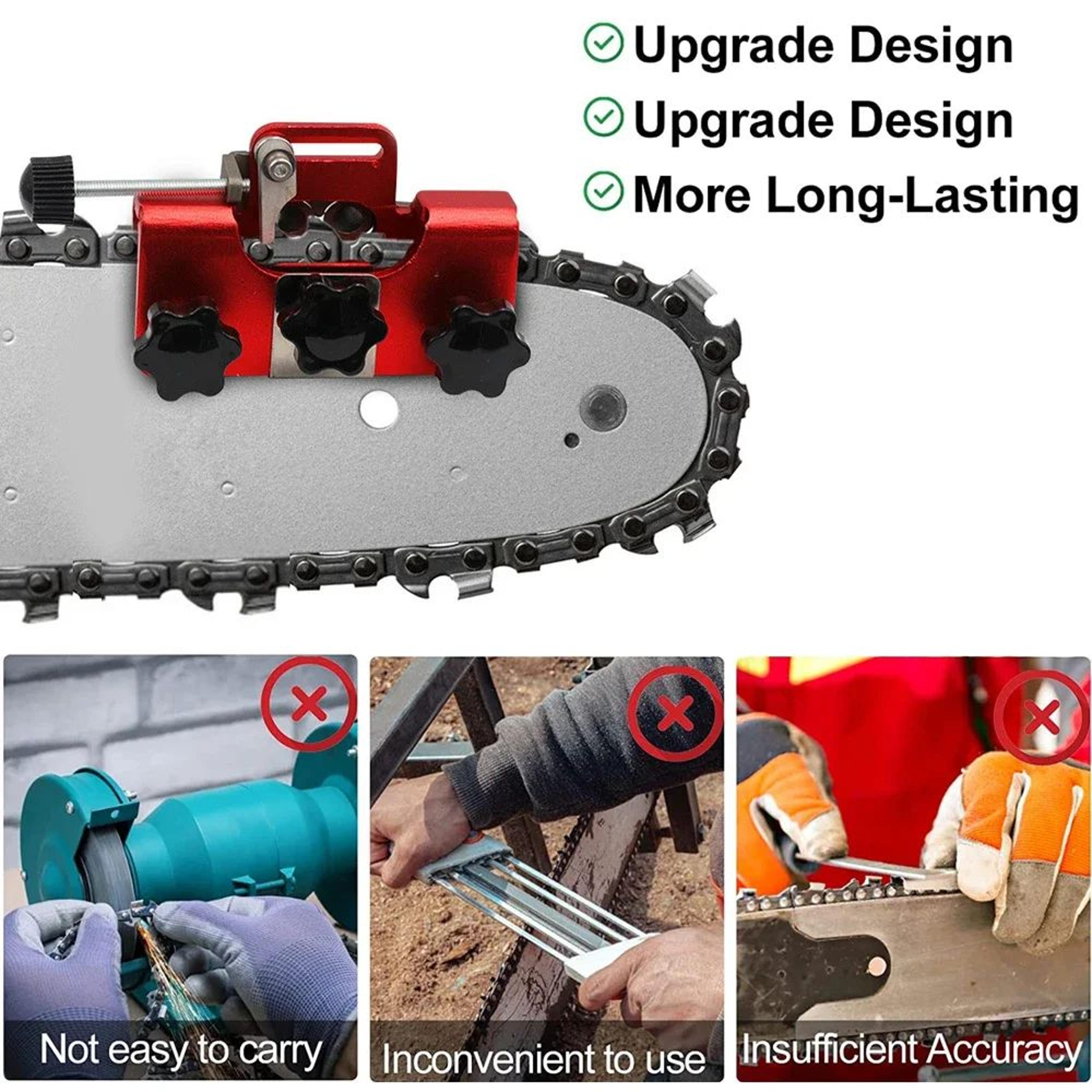 Manual Chainsaw Chain Sharpener With 3 Grinding Heads For Precise Blade Maintenance 3
