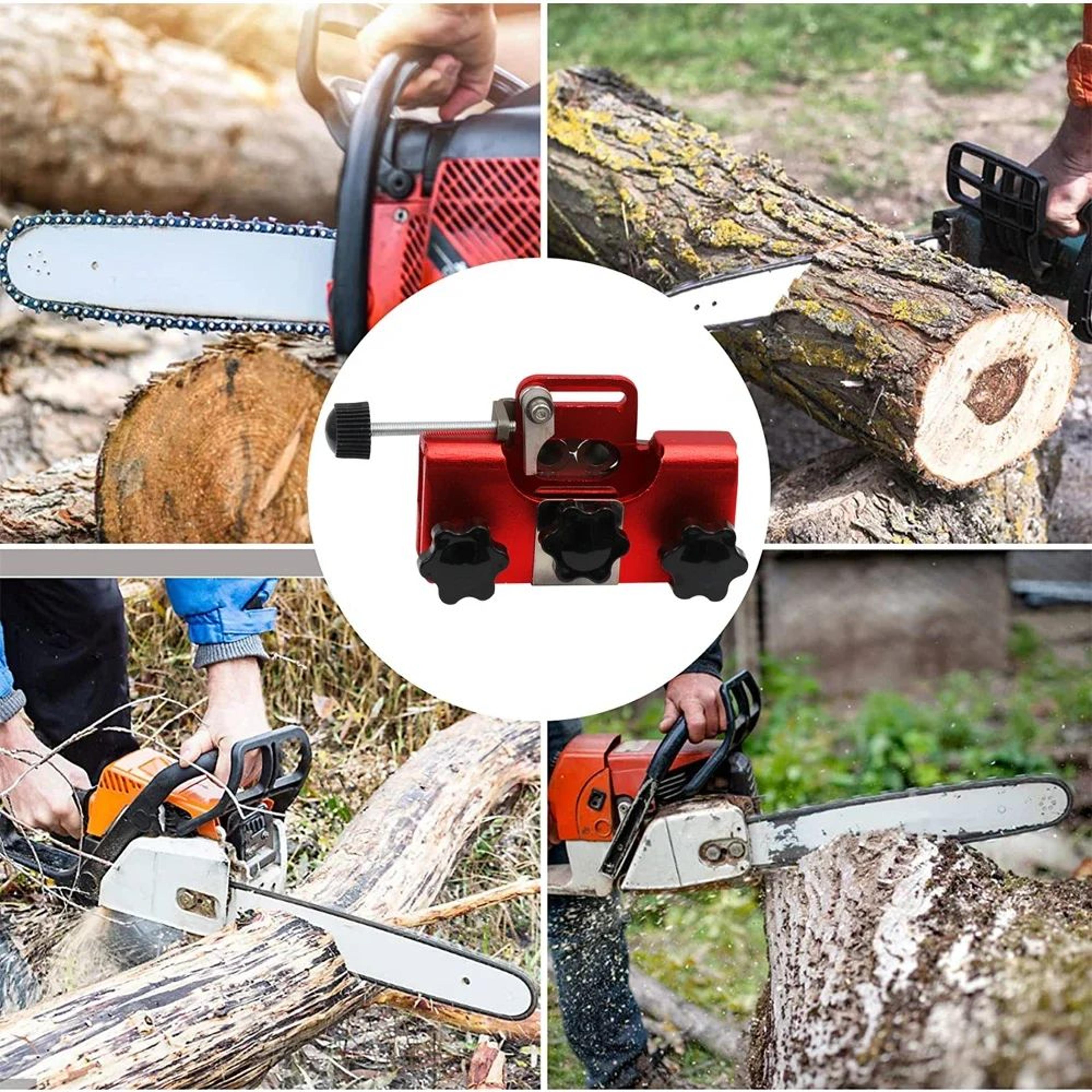Manual Chainsaw Chain Sharpener With 3 Grinding Heads For Precise Blade Maintenance 4