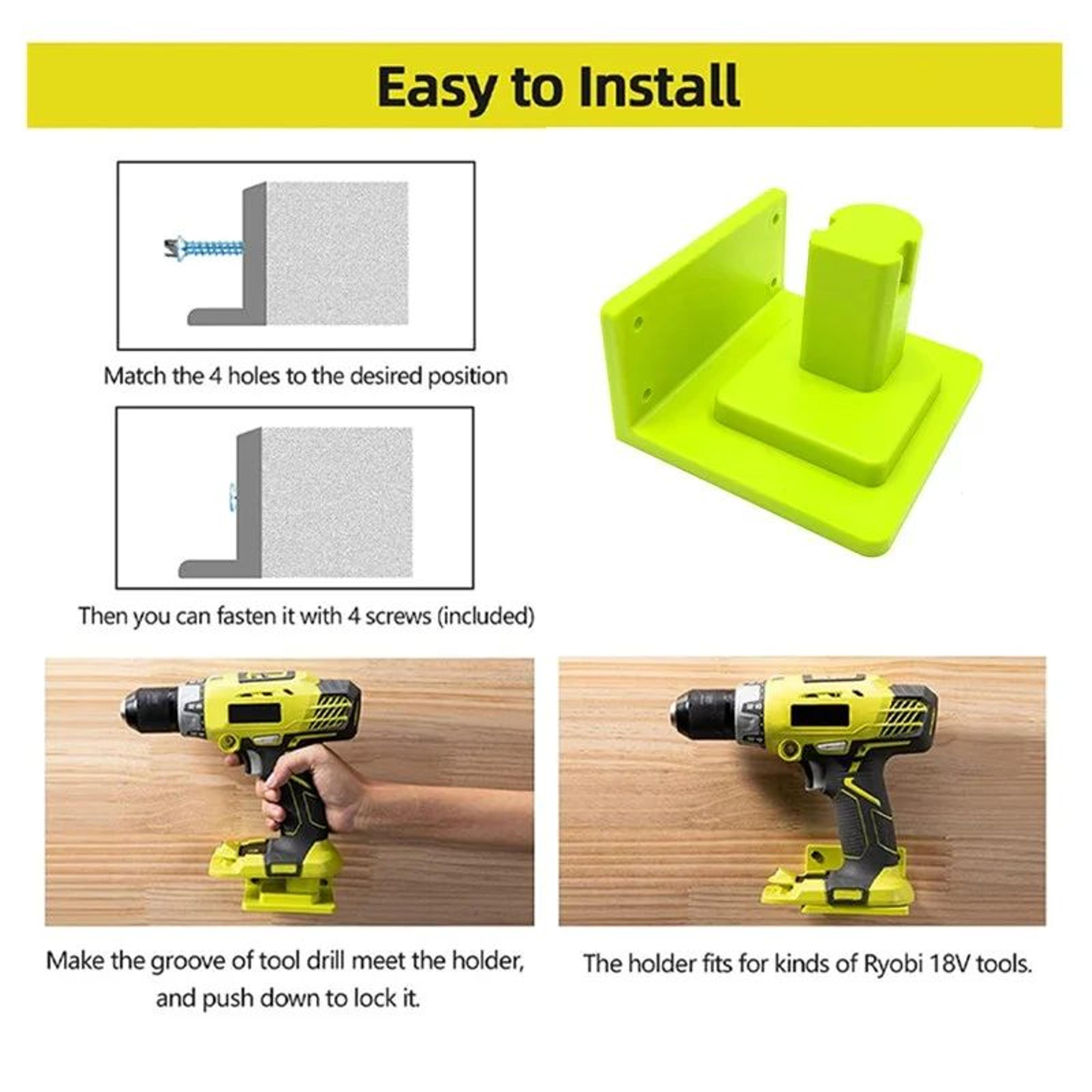 2PCS 18V Battery Wall Mount Holders For Organized Power Tool Storage 4