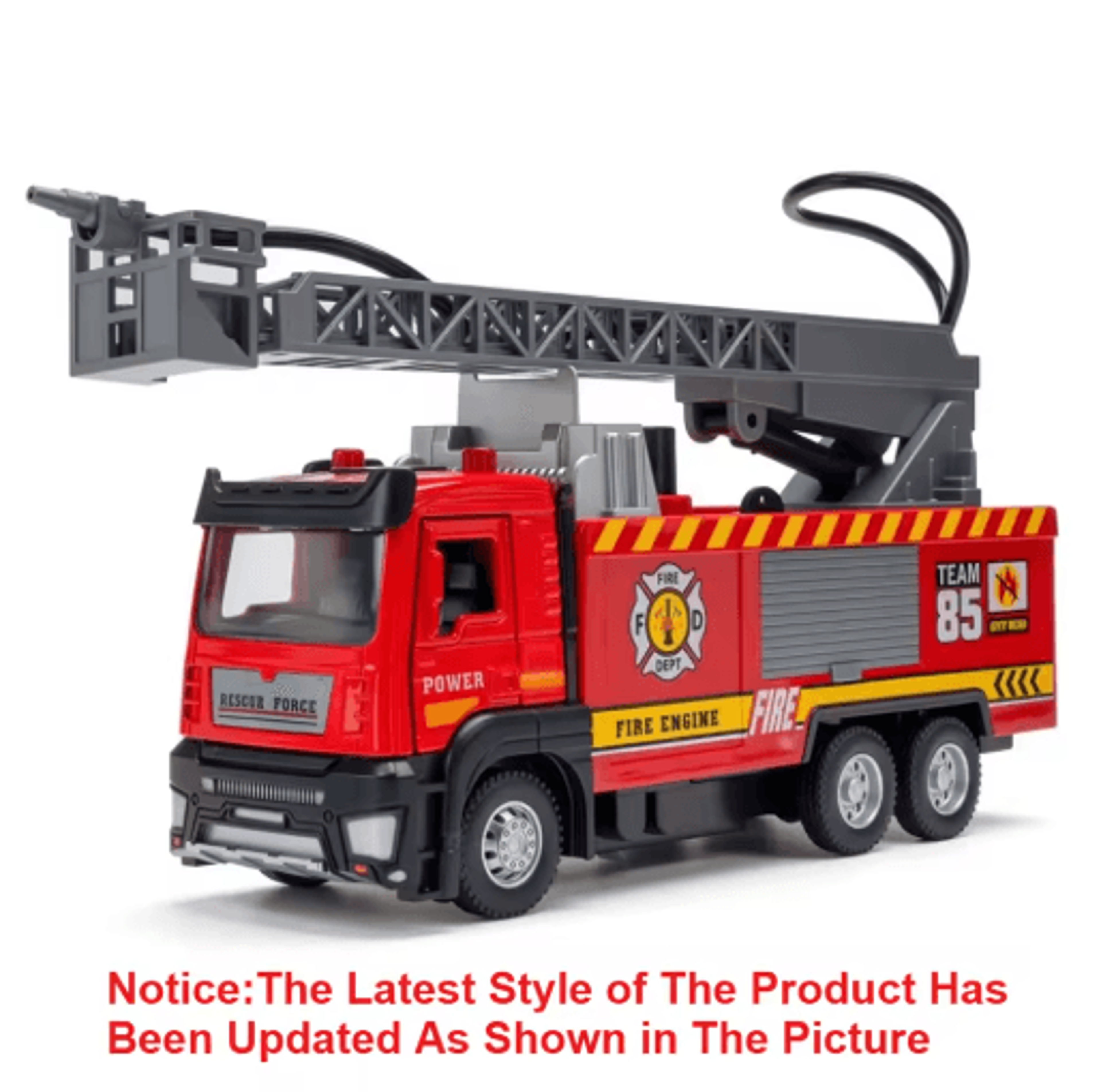 Scale Water Spray Fire Truck Toy With Lights  Sound Pull Back Ladder Rescue Vehicle For Kids 1