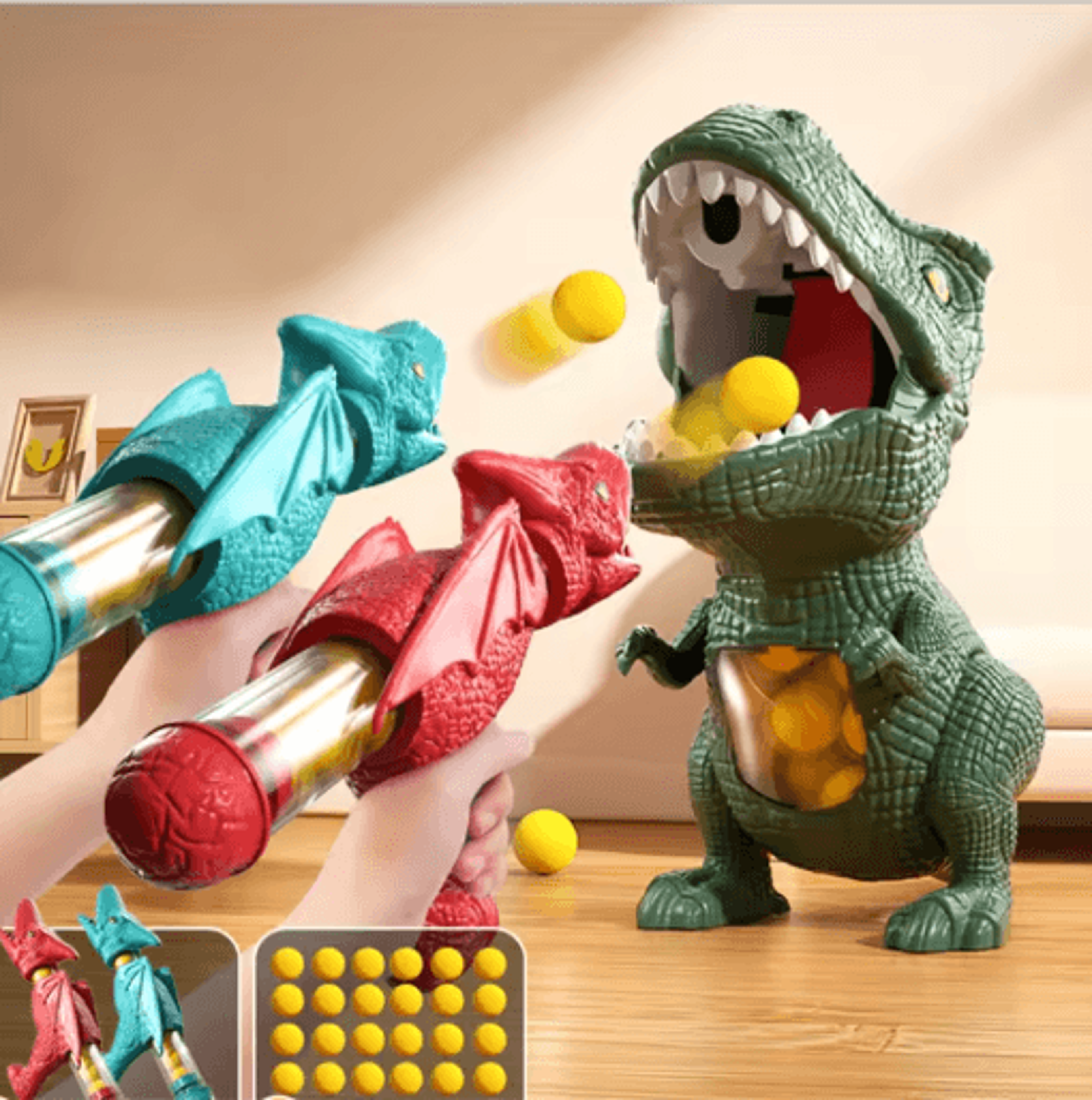 Dinosaur Shooting Toy Set Tyrannosaurus Rex Ball  Soft Bullet Blaster Interactive Puzzle Toy For Ki 0