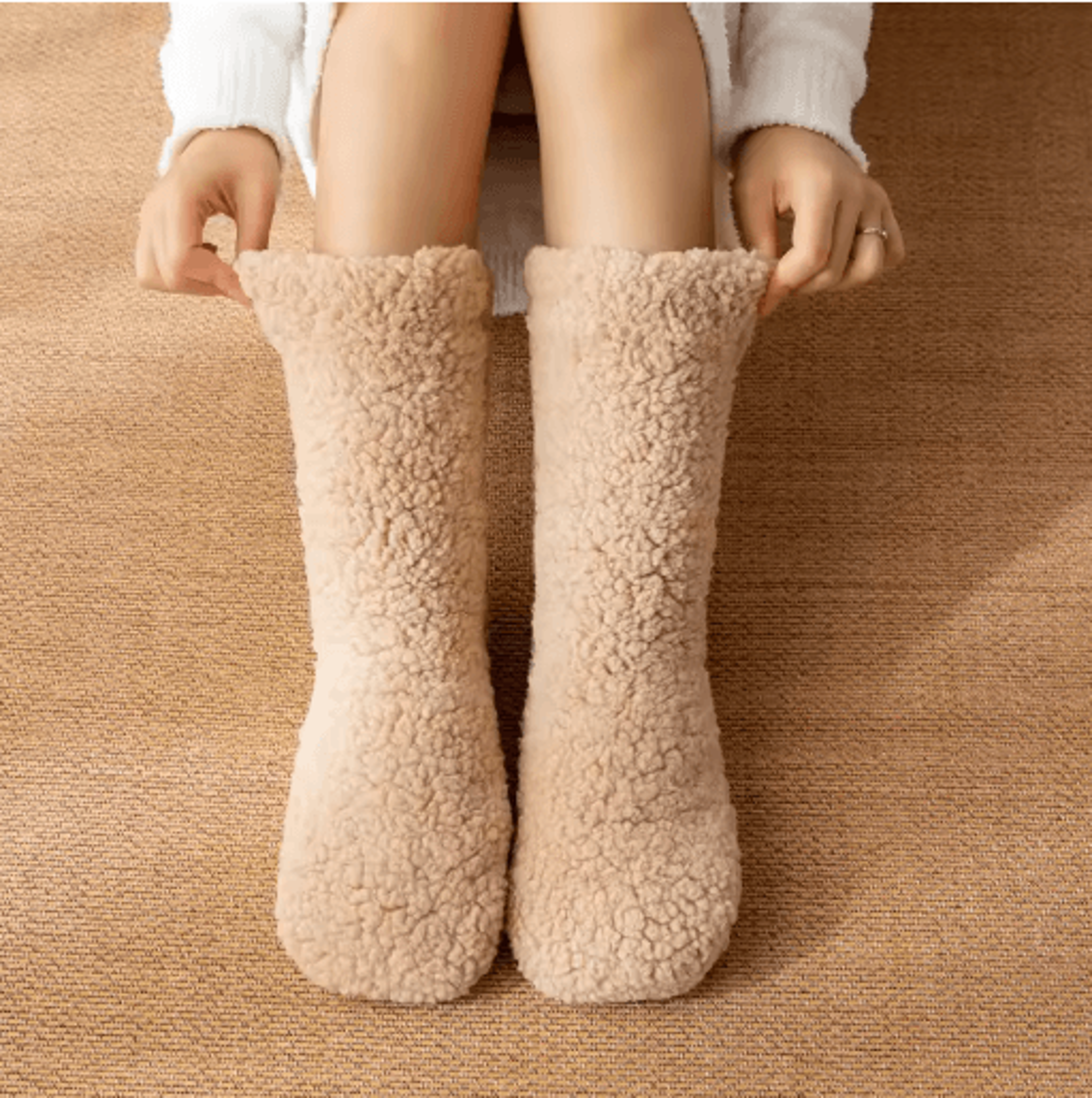 Womens Thickened Thermal Slipper Socks Winter Warm Plus Velvet Anti Slip Home Sleep Socks 4