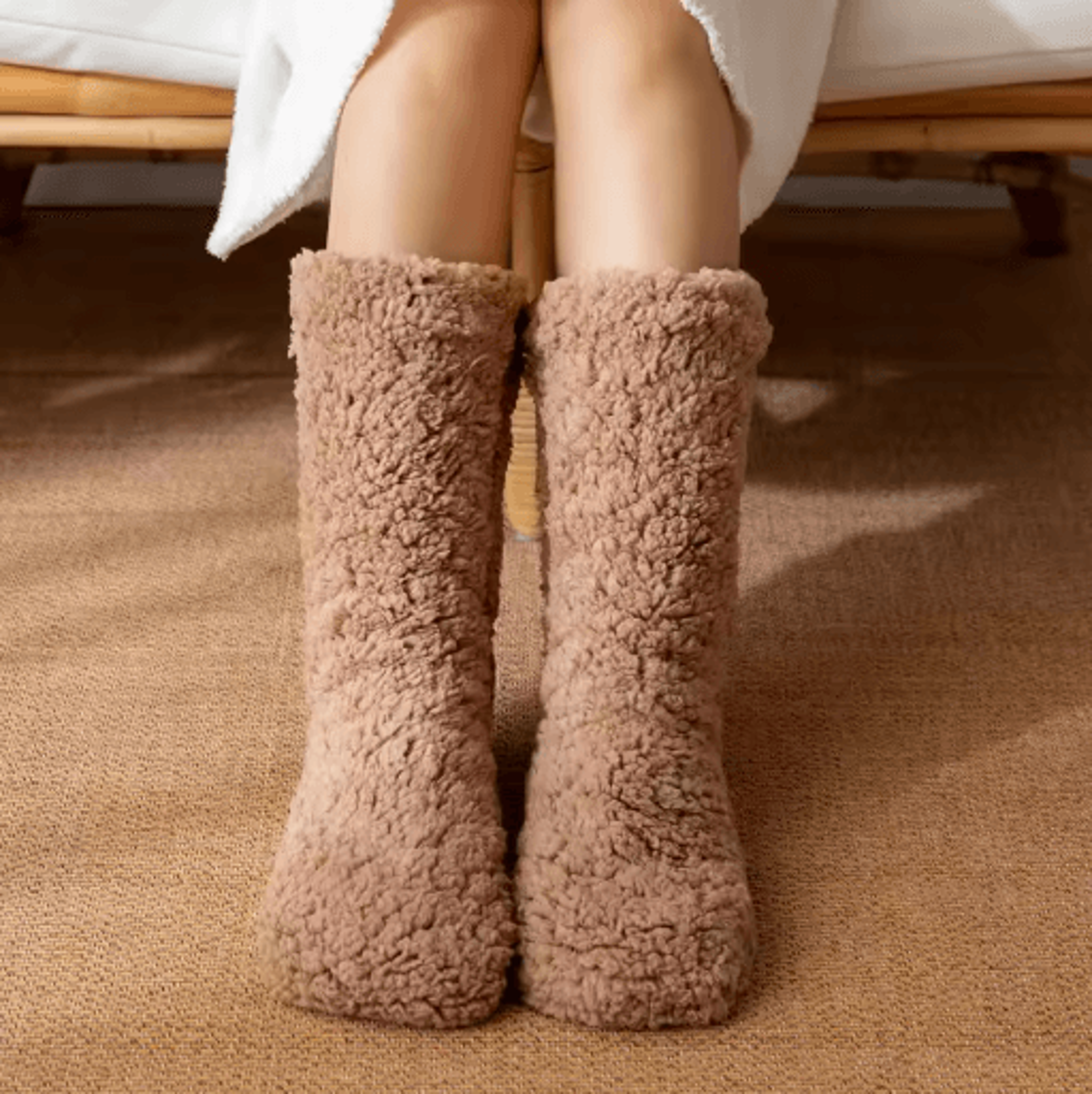 Womens Thickened Thermal Slipper Socks Winter Warm Plus Velvet Anti Slip Home Sleep Socks 6