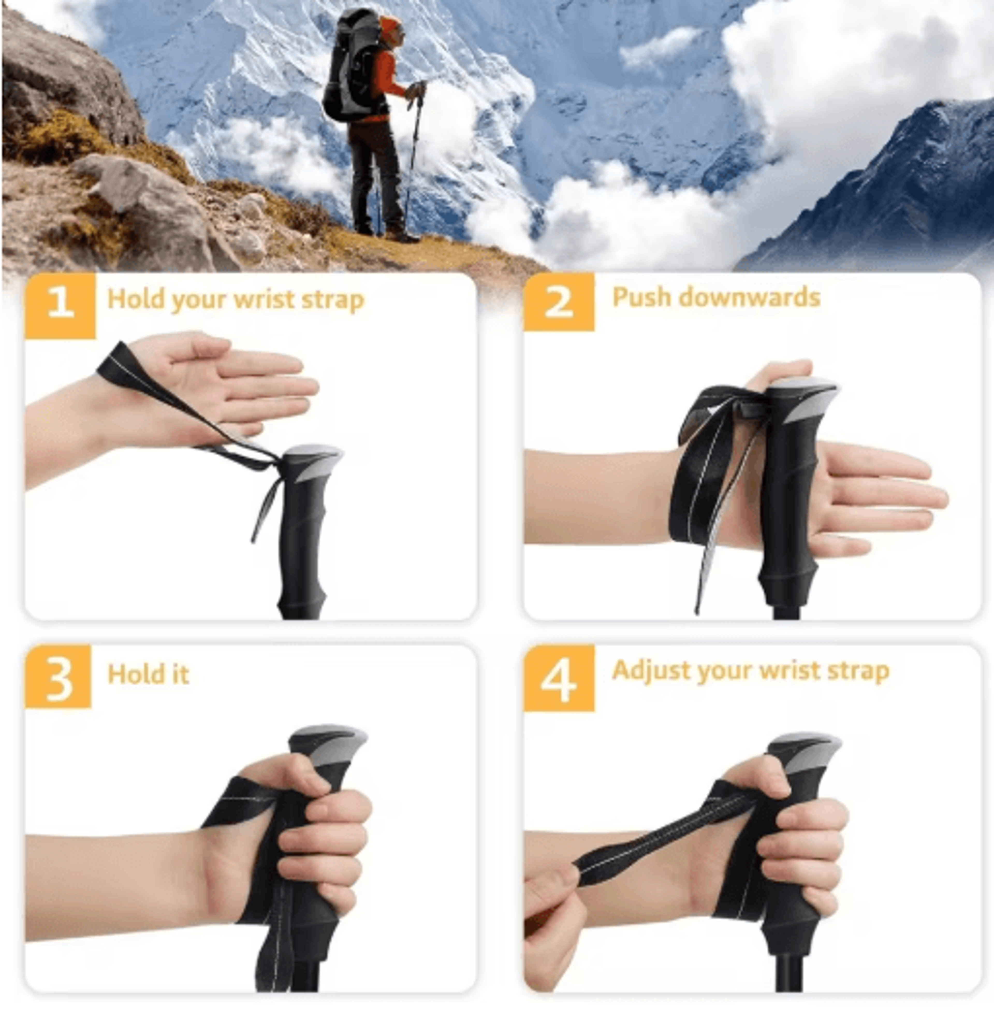 Ultralight Foldable Trekking Poles Set 2PCS Telescopic Nordic Walking Sticks For Hiking Outdoor Adv 6