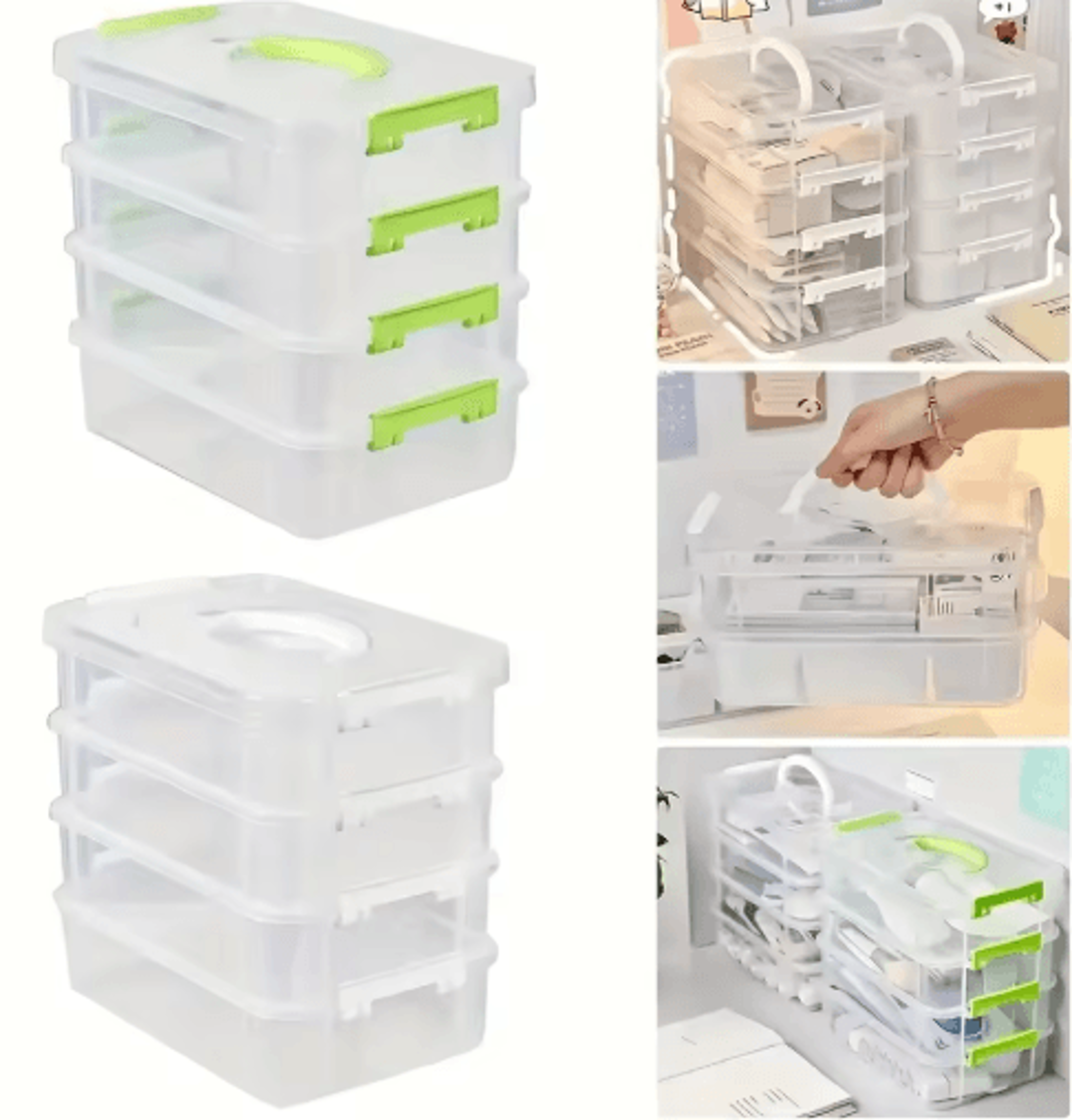 Transparent Stackable Building Blocks Storage Box With Grid Drawers 4