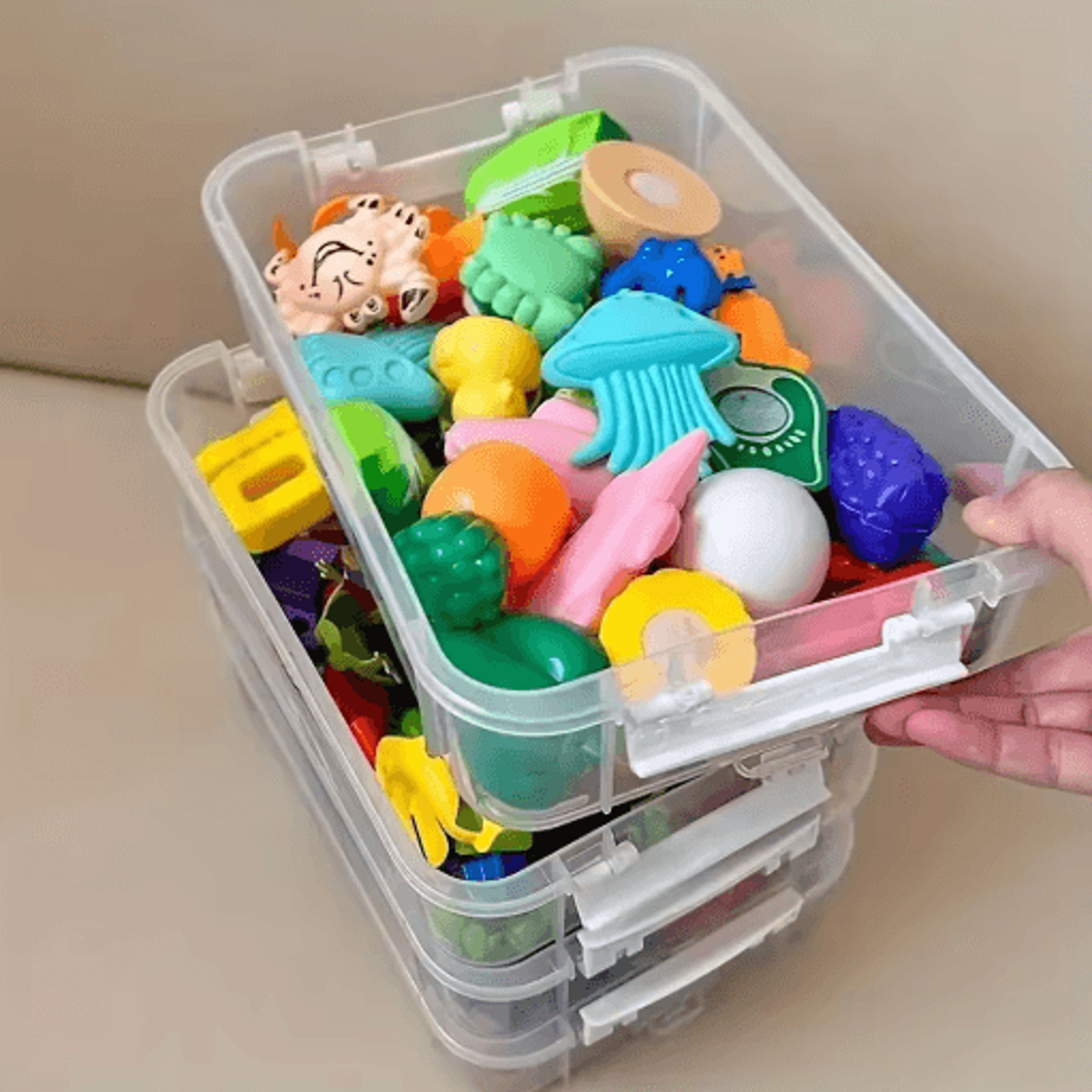 Transparent Stackable Building Blocks Storage Box With Grid Drawers 6