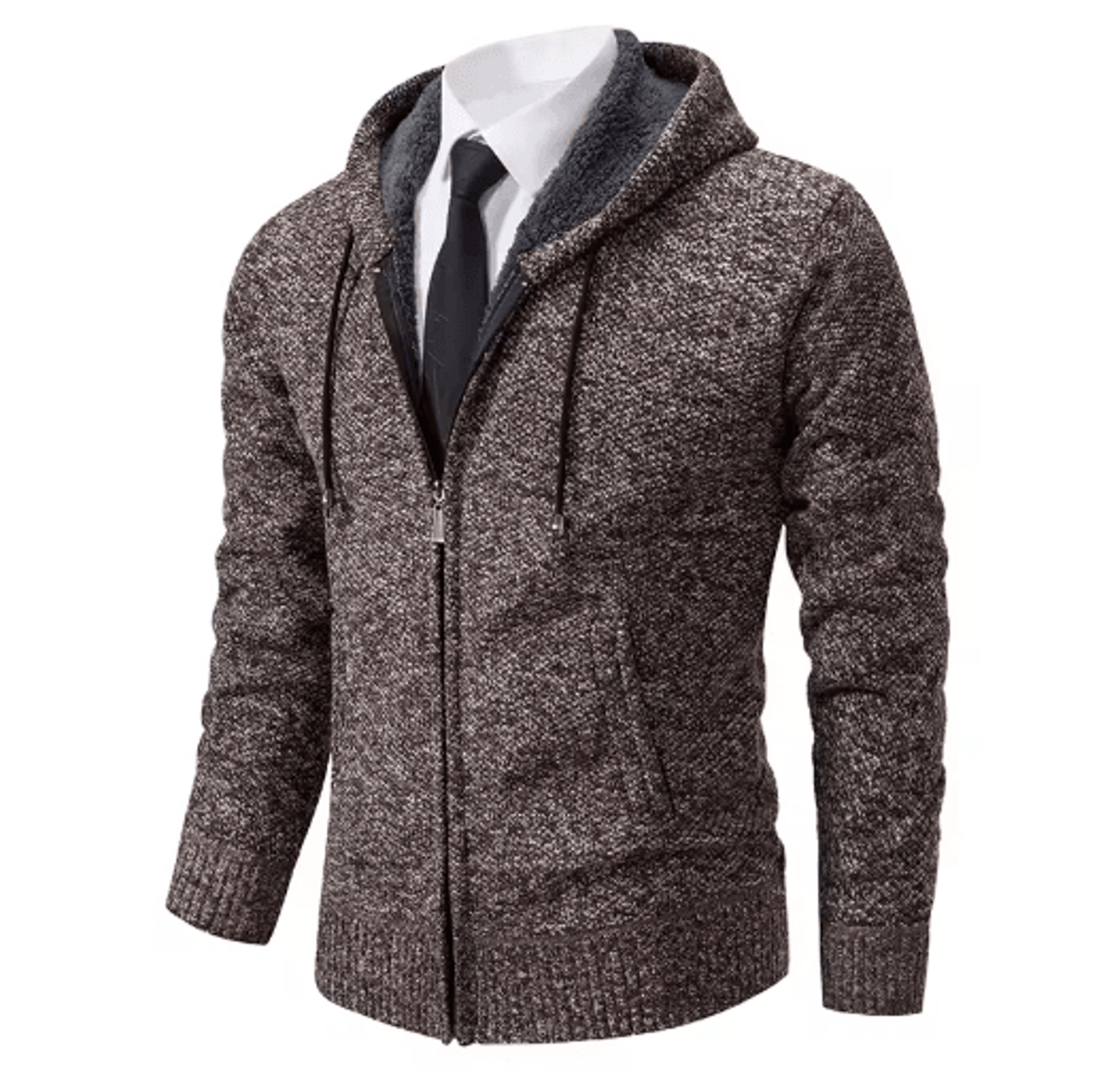 Mens Autumn Winter Casual Sports Cardigan Fleece Lined Stand Collar Zipper Sweater 2